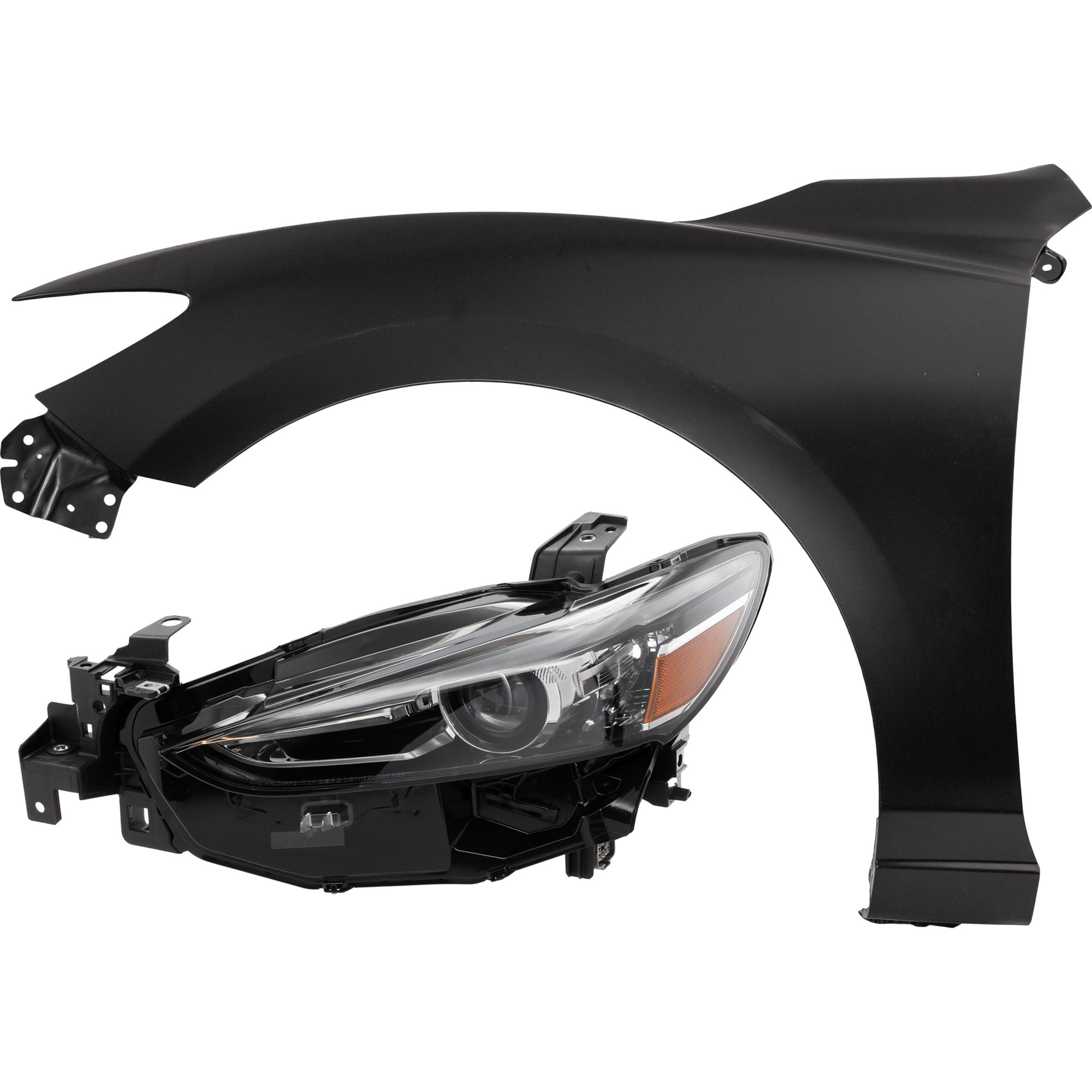 AM MAZDA 6-18-21 HEAD LAMP LH 2 pc Kit includes Driver Side Fender SKU KIT 013026-210 Partslink MA1240171 OEM GRF551041A PFM GHP952211A