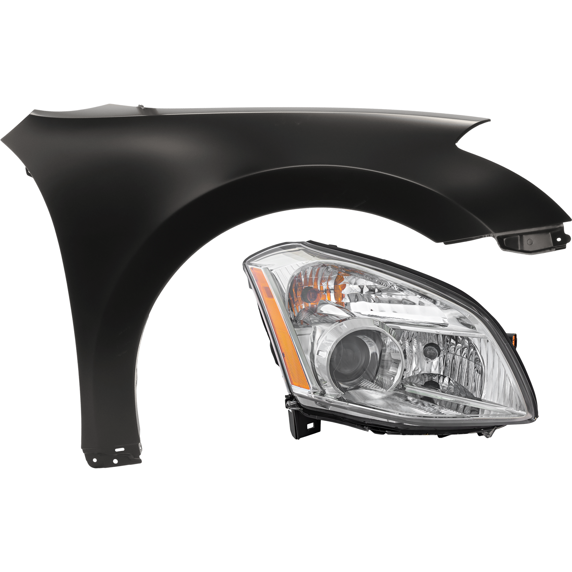 AM MAXIMA 07-08 HEAD LAMP RH 2 pc Kit includes Passenger Side Fender SKU KIT 013026-22 Partslink NI2503180 NI1241176 OEM 26010ZK40A 631127Y030