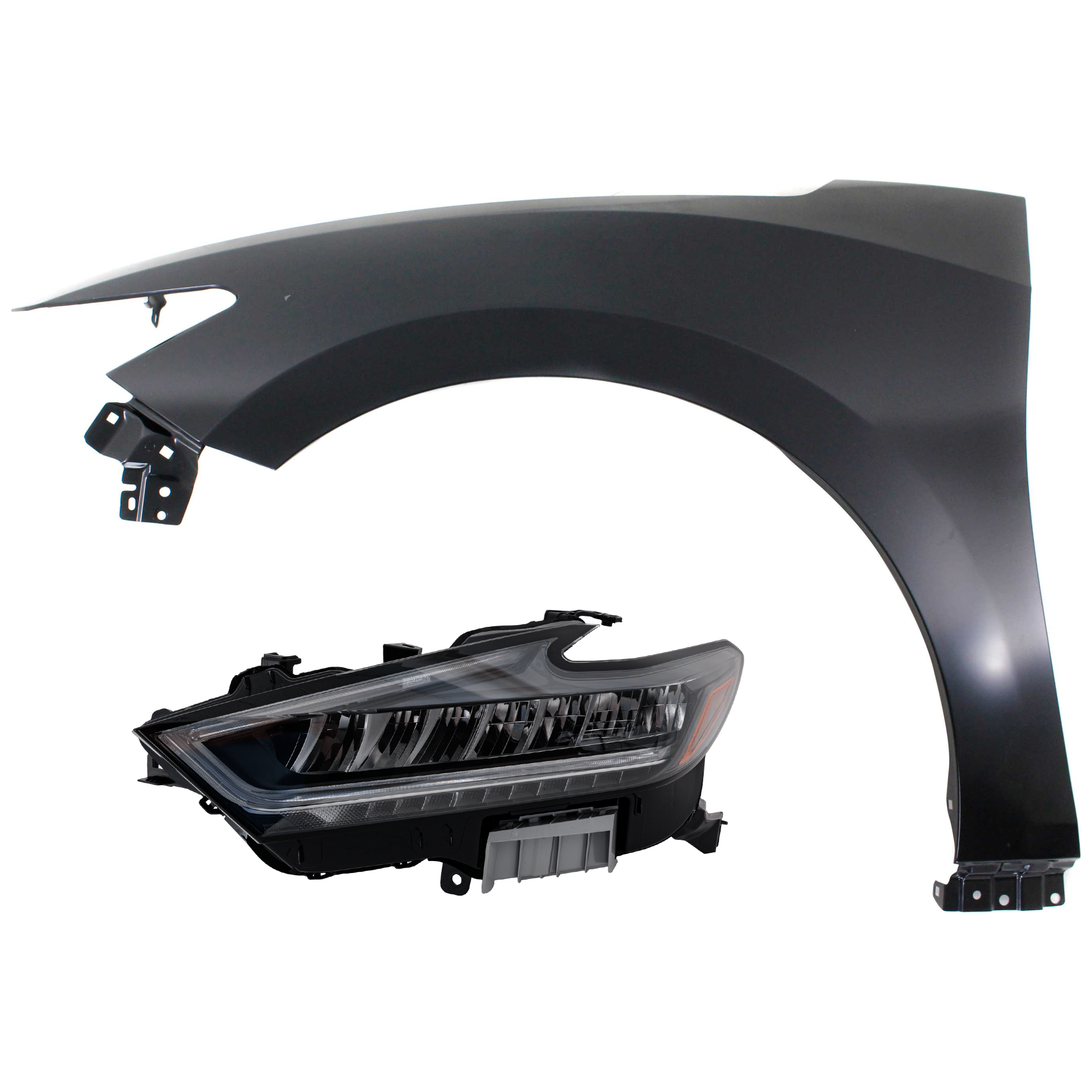AM MAXIMA 22-23 HEAD LAMP LH 2 pc Kit includes Driver Side Fender CAPA SKU KIT 013026-23 Partslink NI1240224C NI2502298C OEM 260609DJ0C 631014RA0A