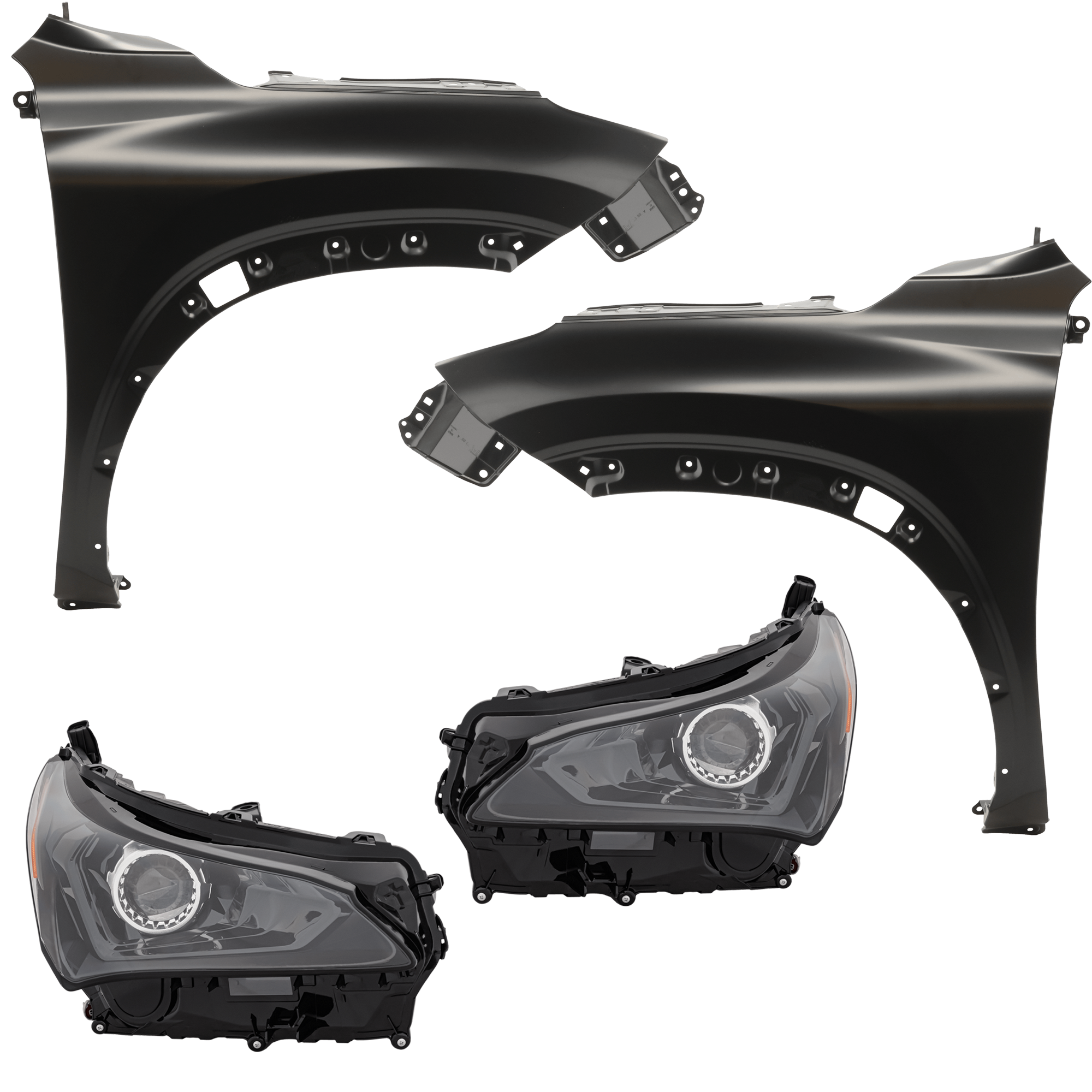 AM NX300-18-21 NX300H 21-21 HEAD LAMP RH AND LH 4 pc Kit includes Driver and Passenger Side Fender SKU KIT 013026-249 Partslink LX1241137 LX1240137 OEM 8114578200 PFM 8118578200 PFM