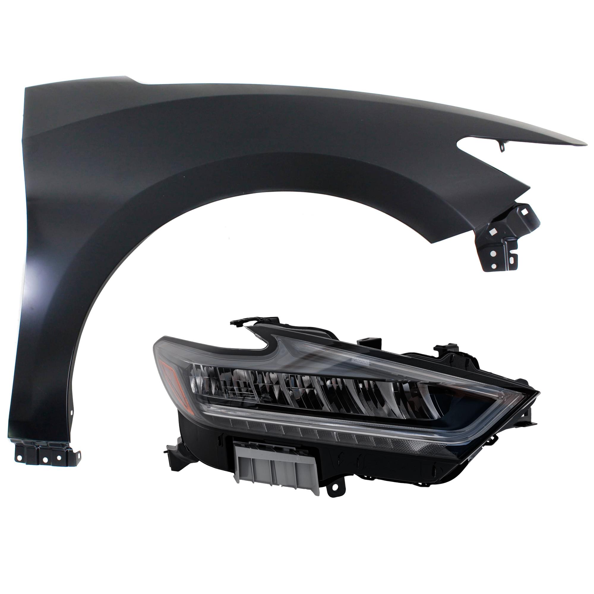 AM MAXIMA 22-23 HEAD LAMP RH 2 pc Kit includes Passenger Side Fender CAPA SKU KIT 013026-24 Partslink NI1241224C NI2503298C OEM 260109DJ0C 631004RA0A