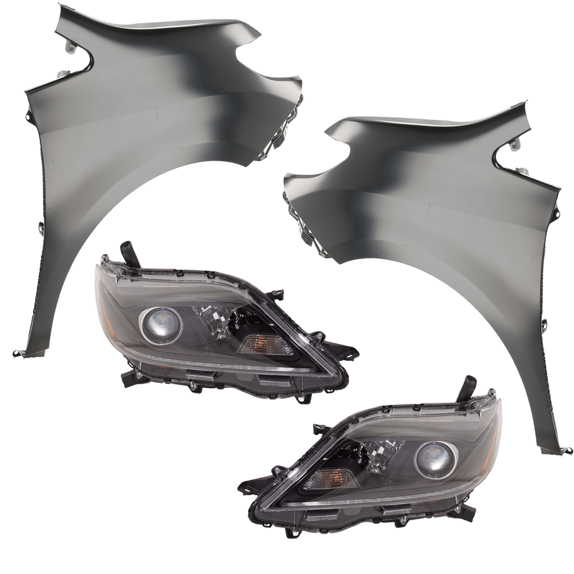 AM SIENNA 20-20 HEAD LAMP RH AND LH 4 pc Kit includes Driver and Passenger Side Fender SKU KIT 013026-281 Partslink TO2502289 TO2503289 TO1241234 TO1241272 TO1240234 TO1240272 OEM 8111008190-8115008190-53811080