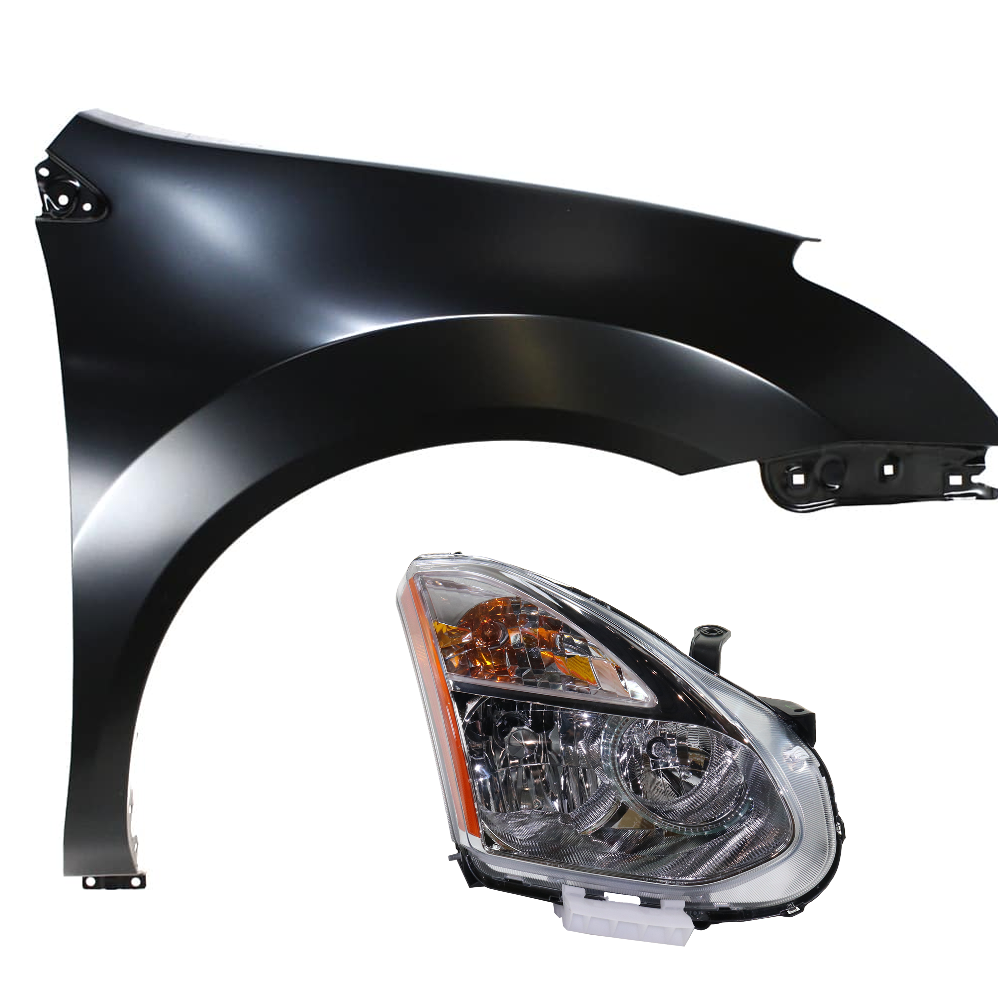 AM ROGUE 08-08 HEAD LAMP RH 2 pc Kit includes Passenger Side Fender SKU KIT 013026-28 Partslink NI2503172 NI1241188 OEM 26010JM20C FCA00JM0MA