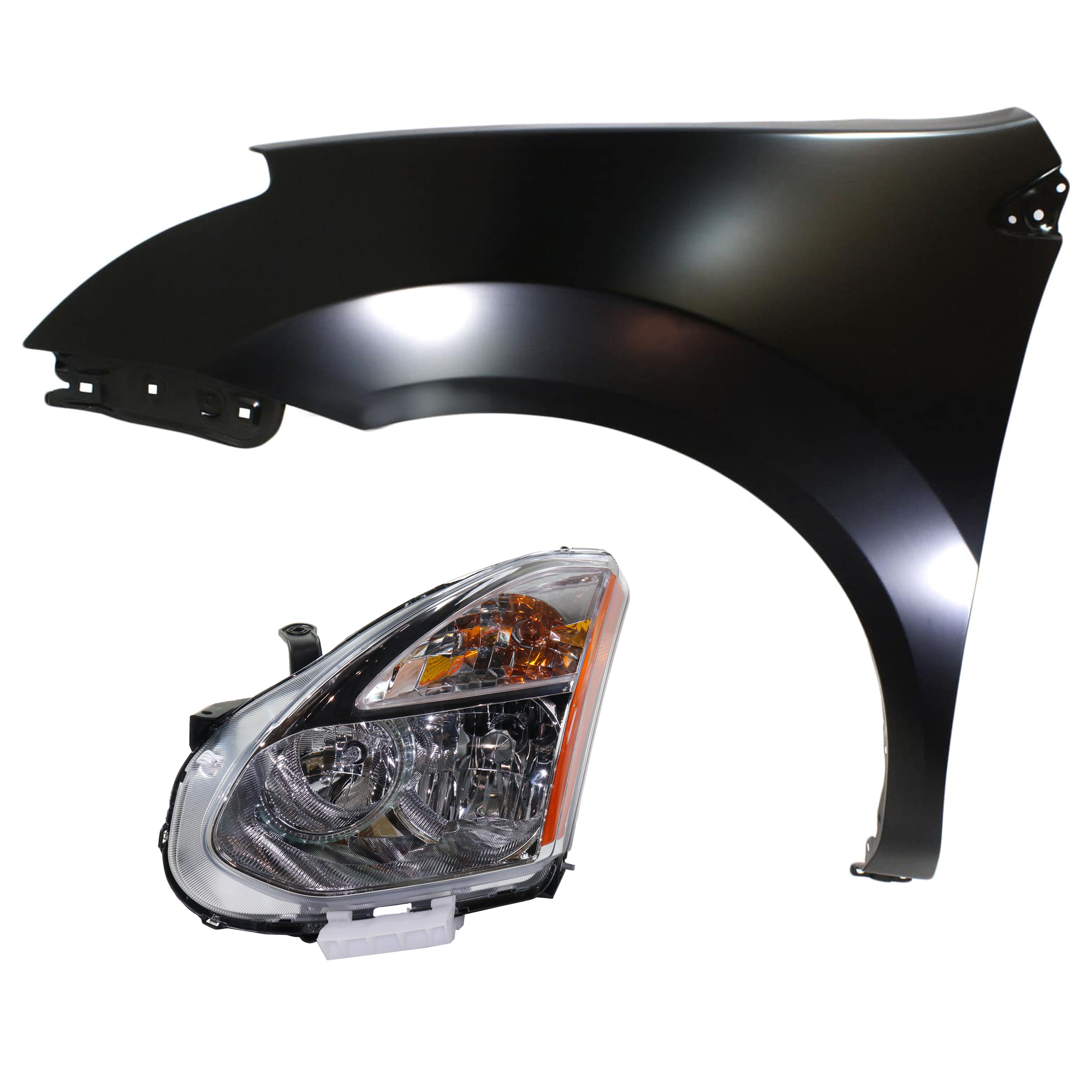 AM ROGUE 08-08 HEAD LAMP LH 2 pc Kit includes Driver Side Fender SKU KIT 013026-29 Partslink NI2502172 NI1240188 OEM 26060JM20C FCA01JM0MA