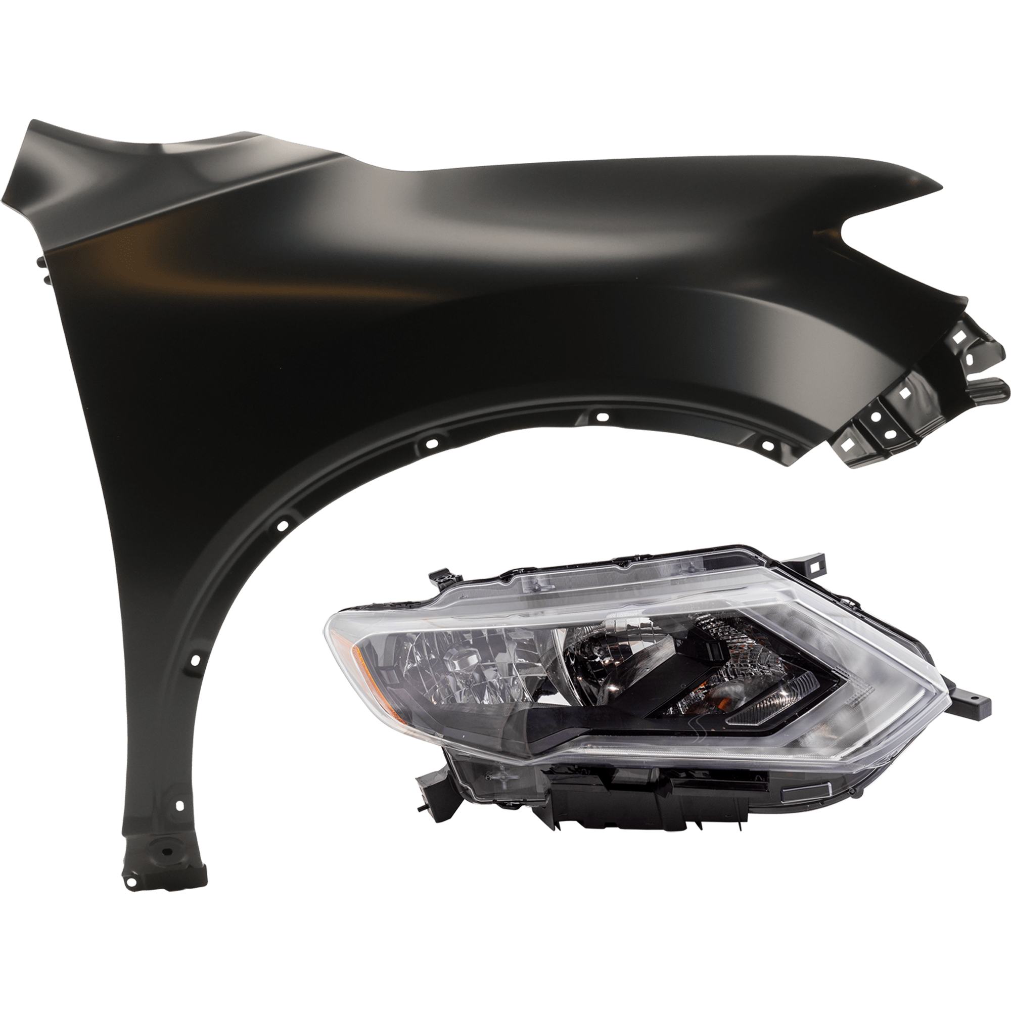 AM ROGUE 18-19 HEAD LAMP RH 2 pc Kit includes Passenger Side Fender SKU KIT 013026-36 Partslink NI2503268 NI1241212 OEM 260106FL1A 631006FL0A