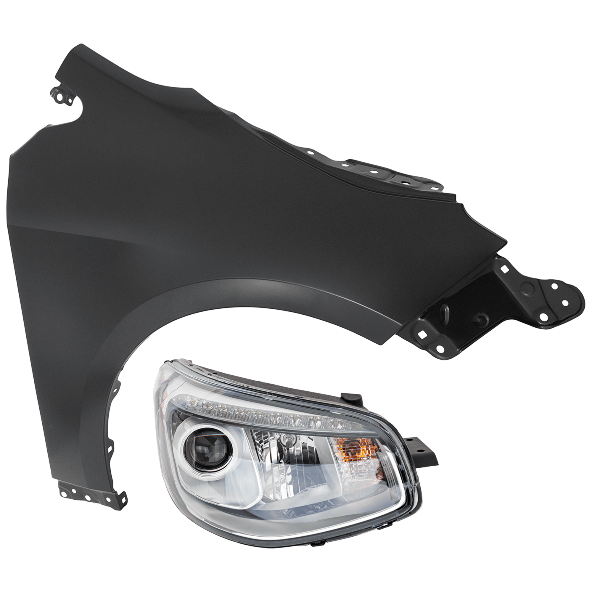 AM COROLLA 23-25 HEAD LAMP RH 2 pc Kit with Passenger Side Fender CAPA SKU KIT 013026-56 Partslink TO1241271C TO2503324C OEM 5380102170-8111002Q70