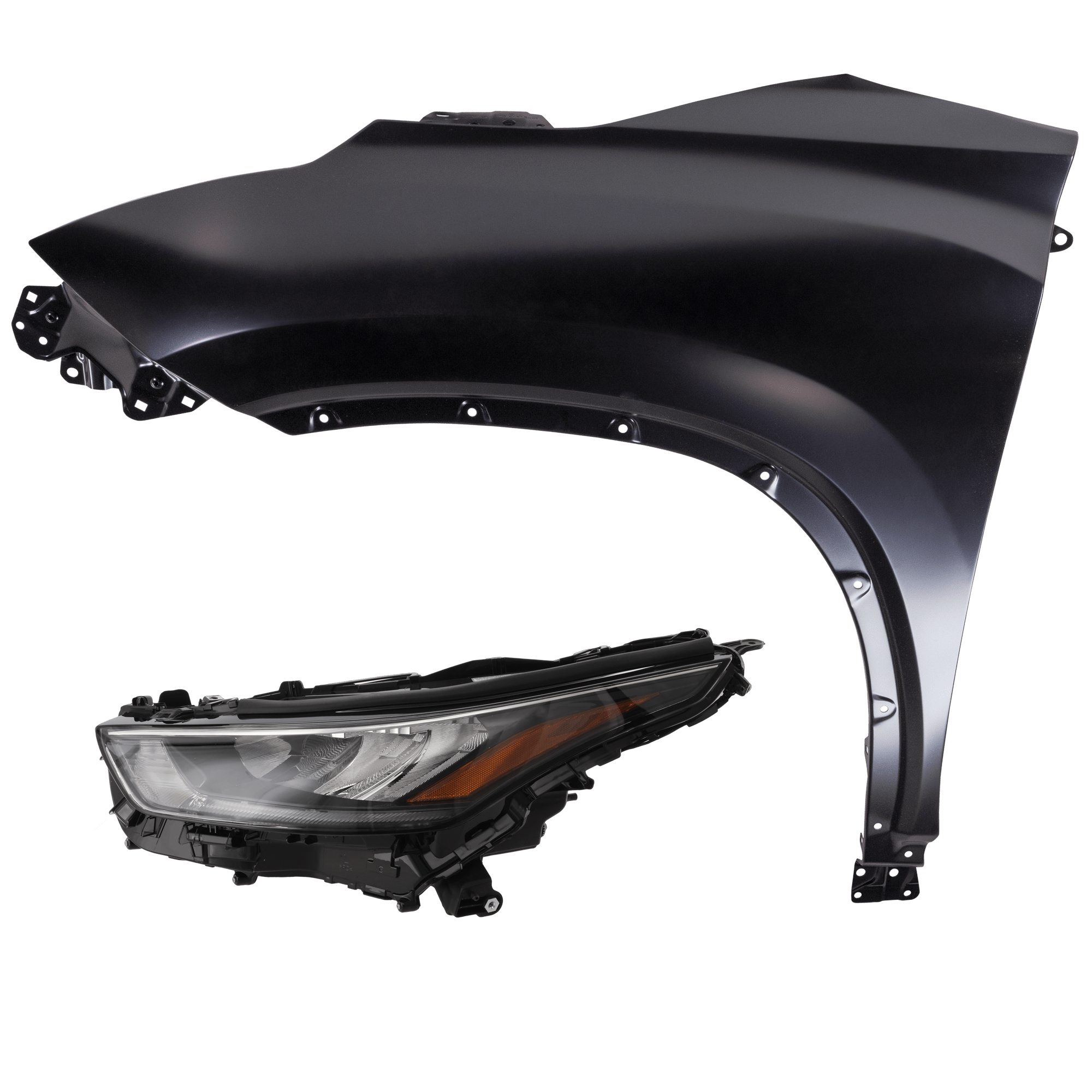 AM HIGHLANDER 20-20 HEAD LAMP LH 2 pc Kit includes Driver Side Fender CAPA SKU KIT 013026-59 Partslink TO1240277C TO2502293C OEM 538020E160-811500E460