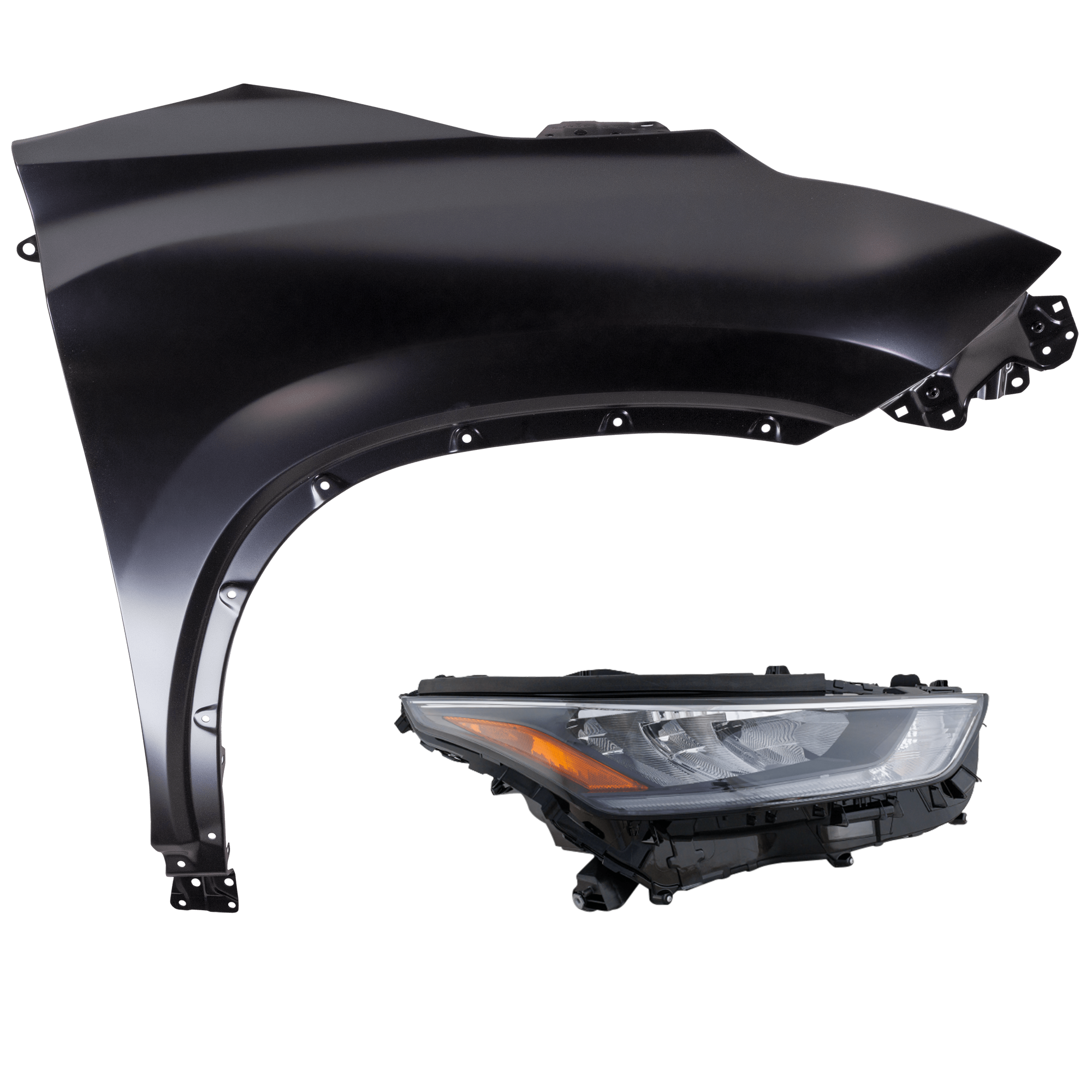 AM HIGHLANDER 20-20 HEAD LAMP RH 2 pc Kit includes Passenger Side Fender CAPA SKU KIT 013026-60 Partslink TO1241277C TO2503293C OEM 538010E160-811100E460