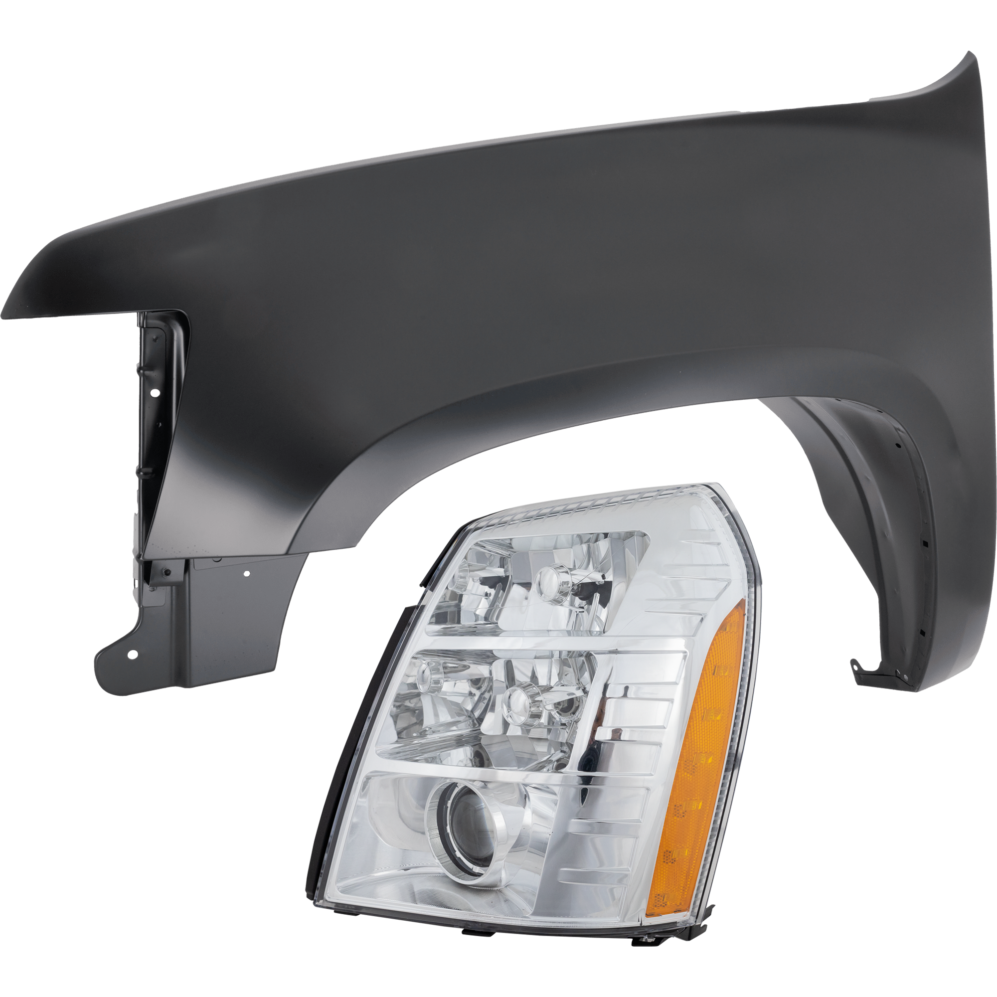 AM SUBURBAN 1500-2500-07-09 HEAD LAMP LH 2 pc Kit includes Driver Side Fender SKU KIT 013026-61 Partslink GM2502291 GM1240333 OEM 25897648-22977475