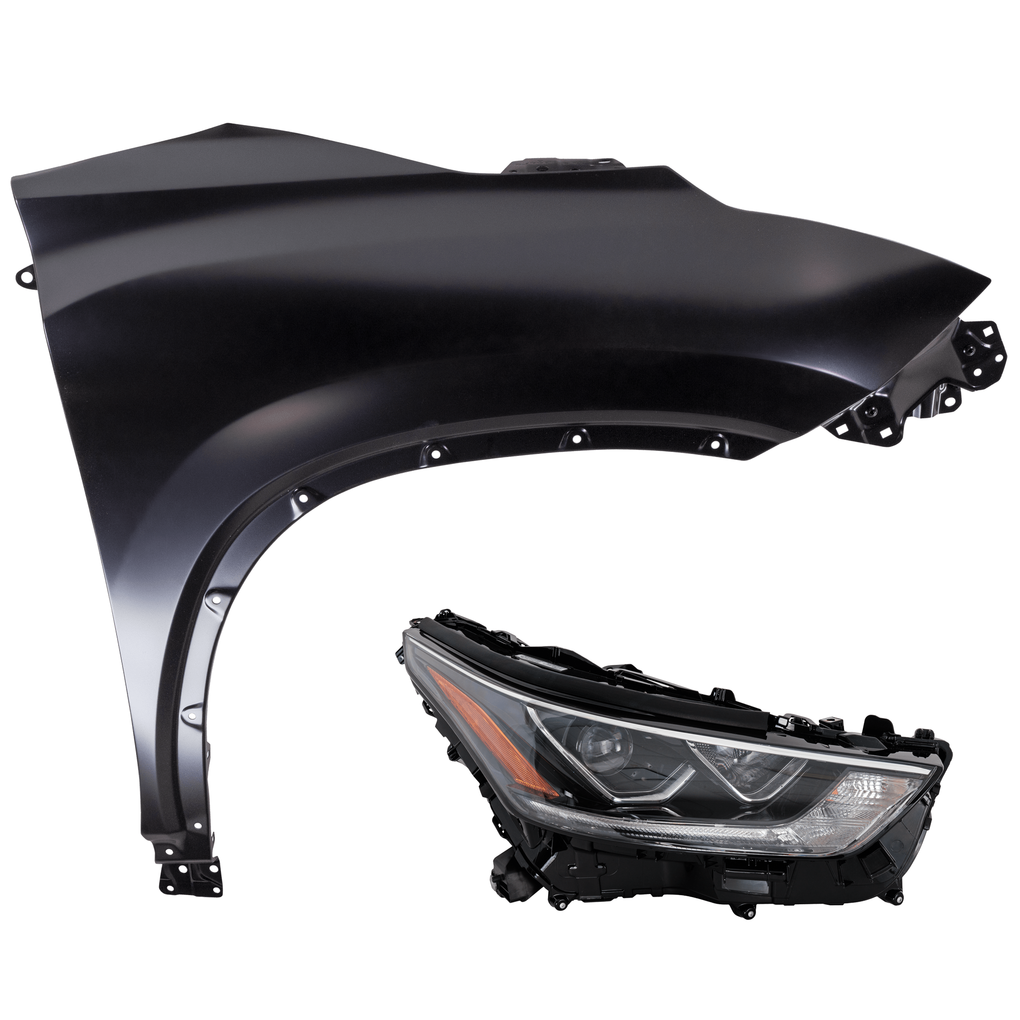 AM HIGHLANDER 20-23 HEAD LAMP RH 2 pc Kit includes Passenger Side Fender CAPA SKU KIT 013026-62 Partslink TO1241277C OEM 538010E160-811100E530 PFM