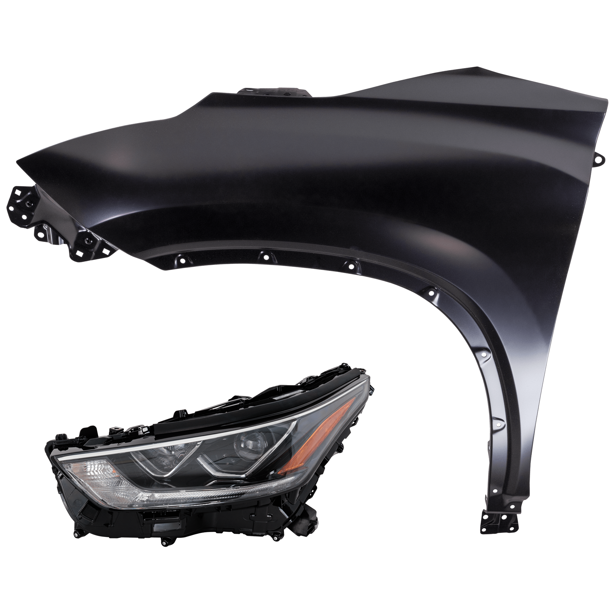 AM HIGHLANDER 20-23 HEAD LAMP LH 2 pc Kit includes Driver Side Fender CAPA SKU KIT 013026-63 Partslink TO1240277C OEM 538020E160-811500E530 PFM