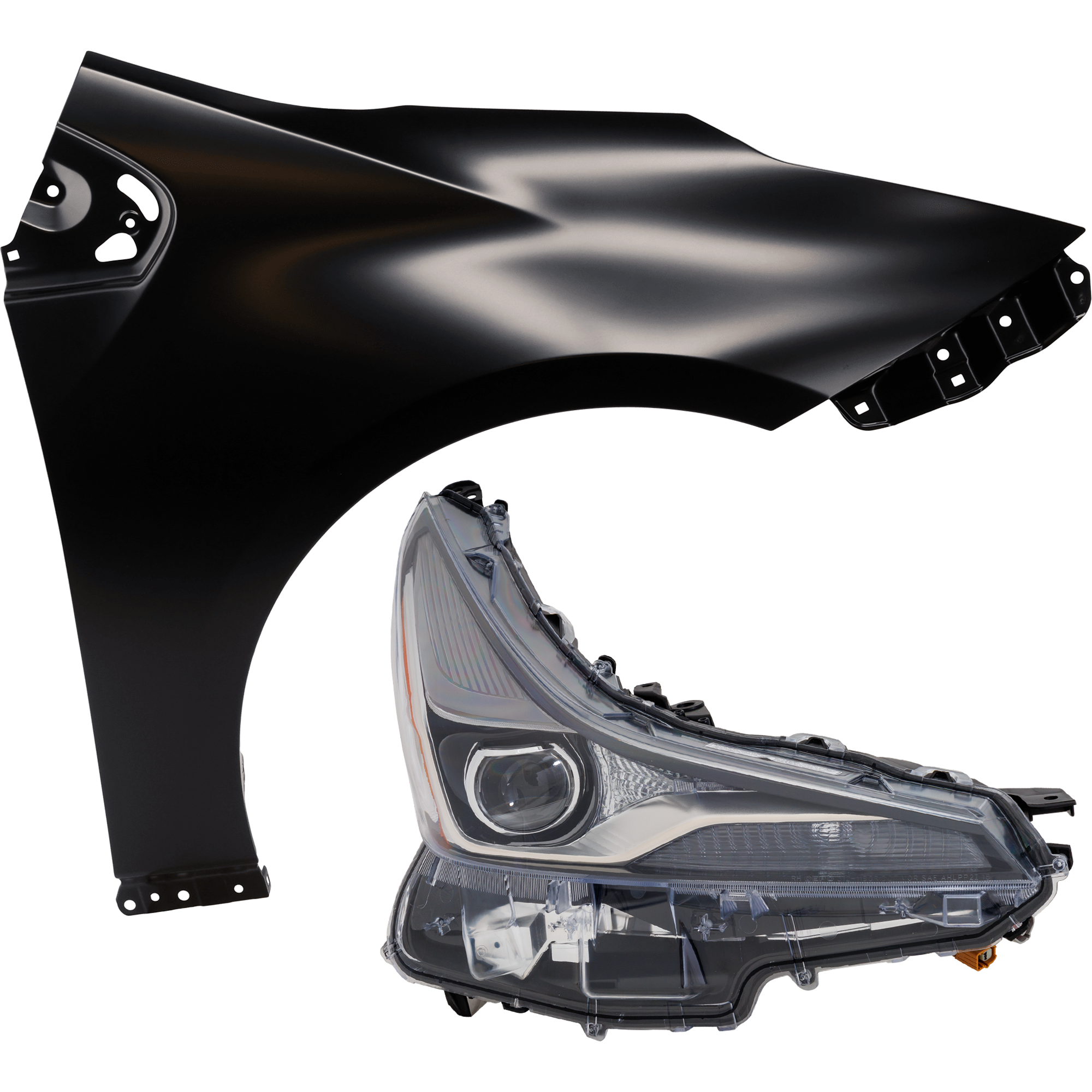 AM PRIUS 19-22 HEAD LAMP RH 2 pc Kit includes Passenger Side Fender SKU KIT 013026-65 Partslink TO1241263 OEM 8114047870 PFM 5380147080