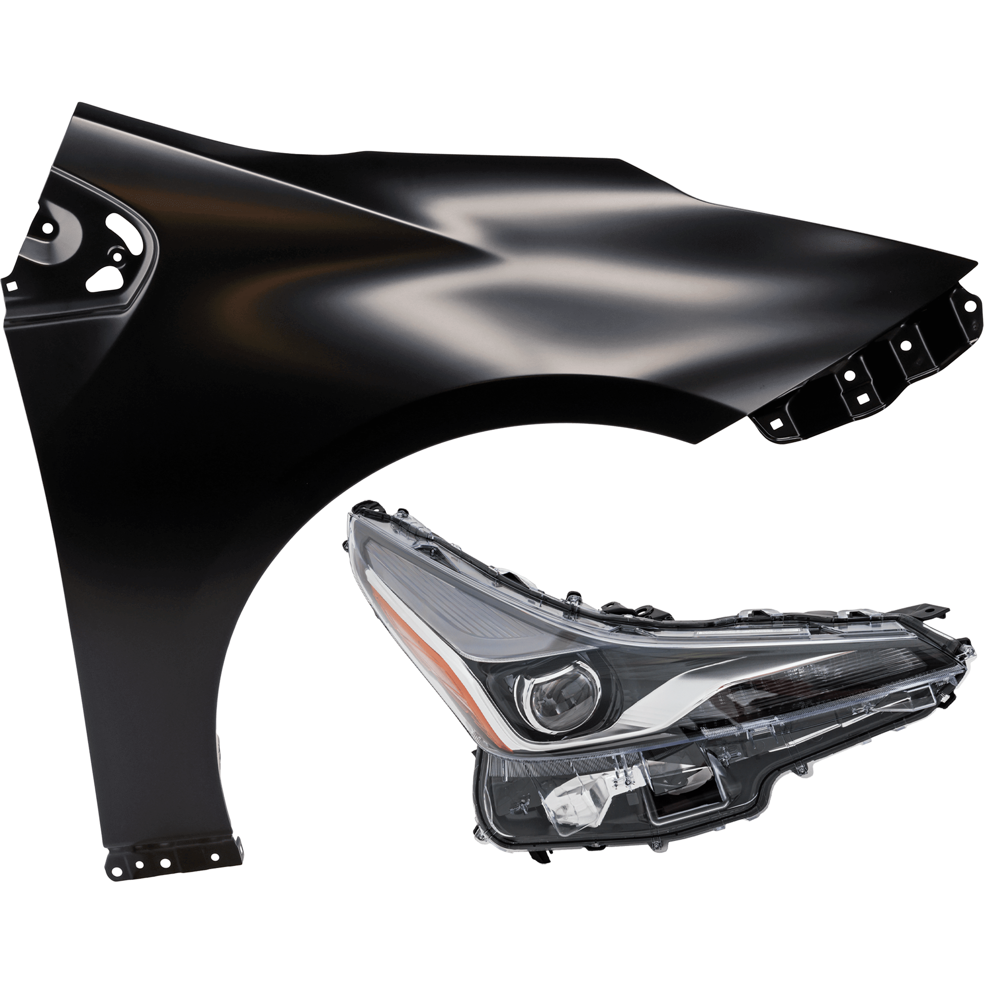 AM PRIUS 19-22 HEAD LAMP RH 2 pc Kit includes Passenger Side Fender SKU KIT 013026-66 Partslink TO1241263 OEM 8107047A00 PFM 5380147080