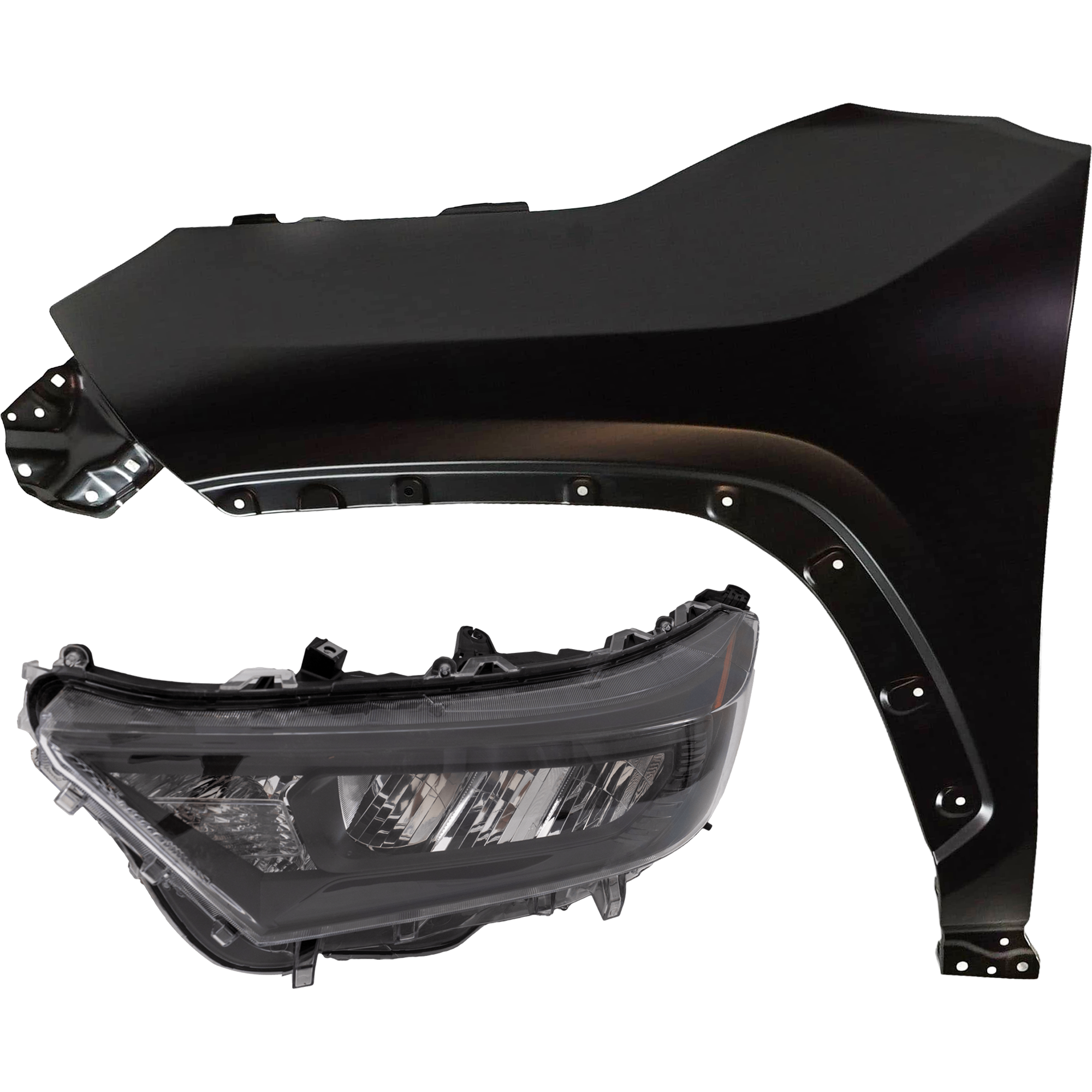 AM RAV4-19-22 HEAD LAMP LH 2 pc Kit includes Driver Side Fender CAPA SKU KIT 013026-71 Partslink TO1240273C TO2518200C OEM 538120R110-8117042821-81170428