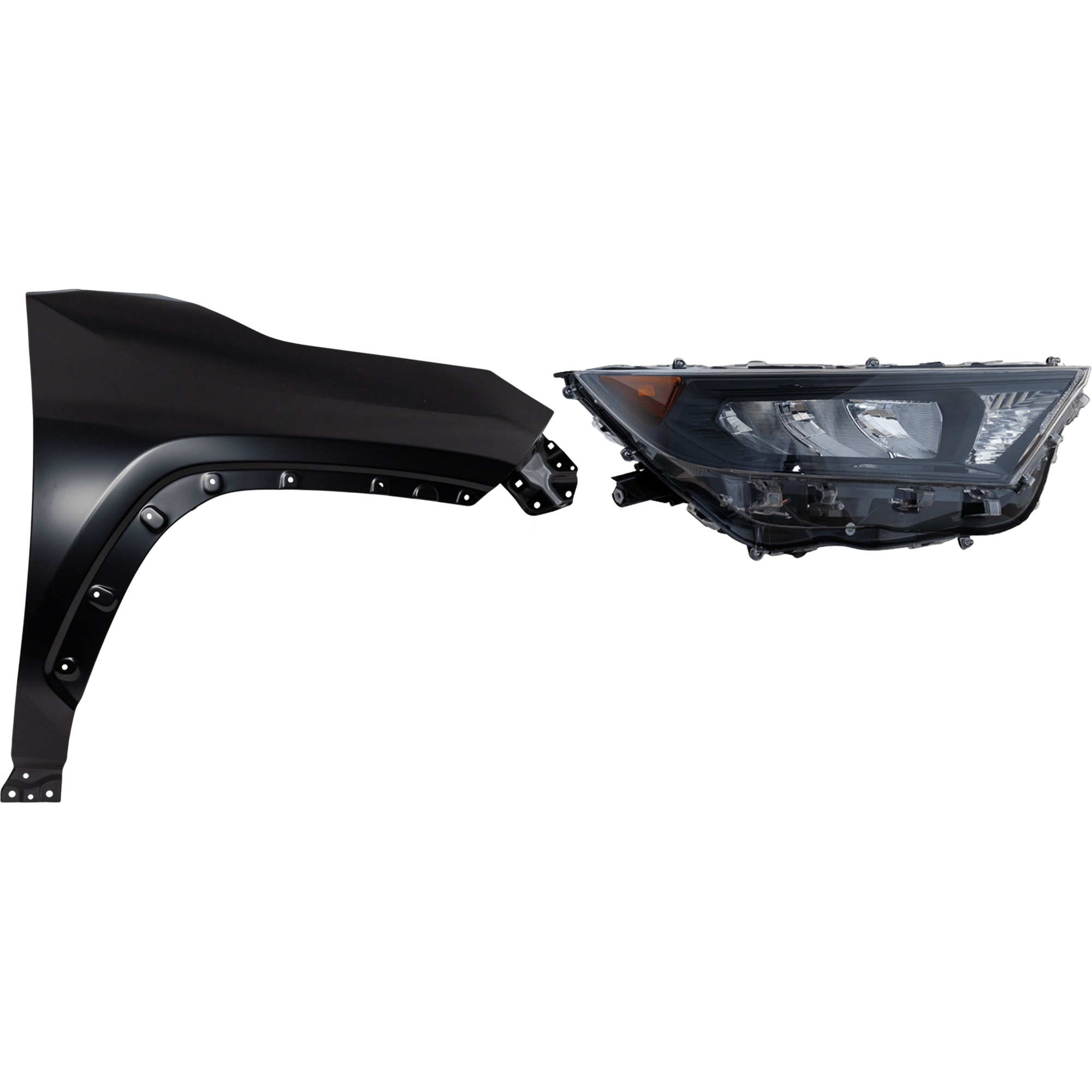 AM RAV4-19-22 HEAD LAMP RH 2 pc Kit includes Passenger Side Fender CAPA SKU KIT 013026-72 Partslink TO1241273C TO2519200C OEM 538110R130-8113042821-81130428