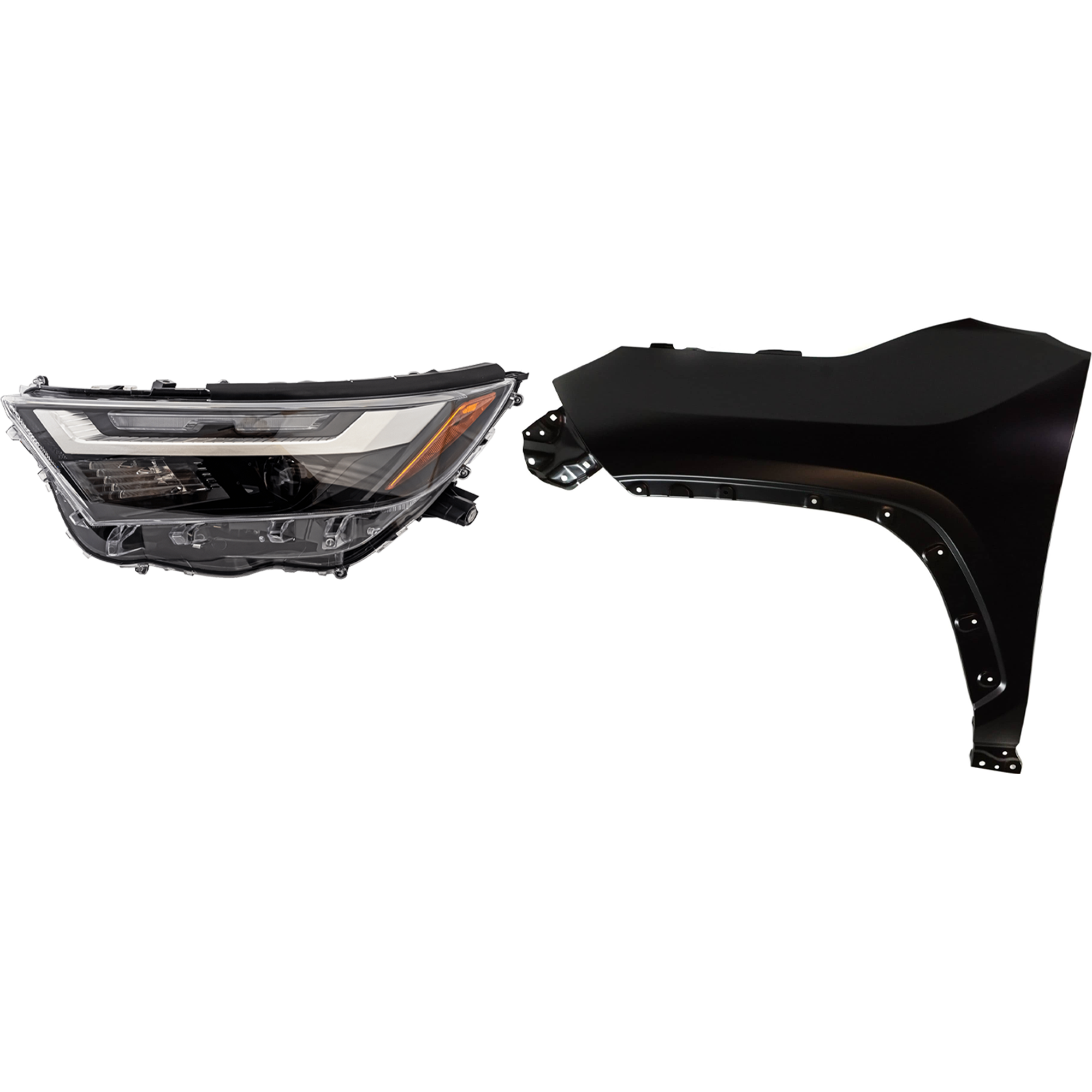 AM RAV4-22-25 HEAD LAMP LH 2 pc Kit includes Driver Side Fender CAPA SKU KIT 013026-73 Partslink TO1240273C TO2502316C OEM 538120R110-811500R440