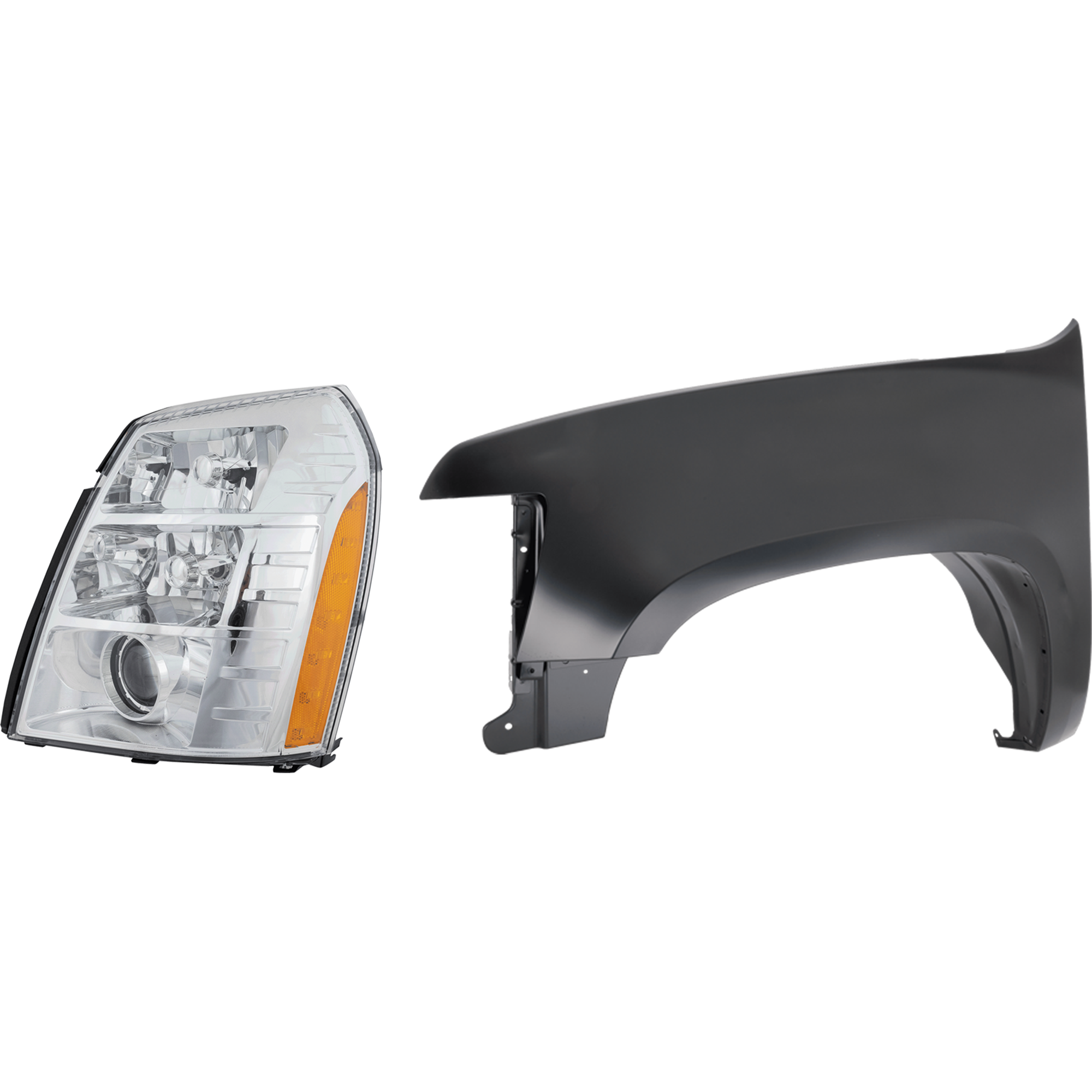 AM SUBURBAN 1500-2500-07-09 HEAD LAMP LH 2 pc Kit includes Driver Side Fender CAPA SKU KIT 013026-74 Partslink GM1240333C GM2502291C OEM 22977475-25897648