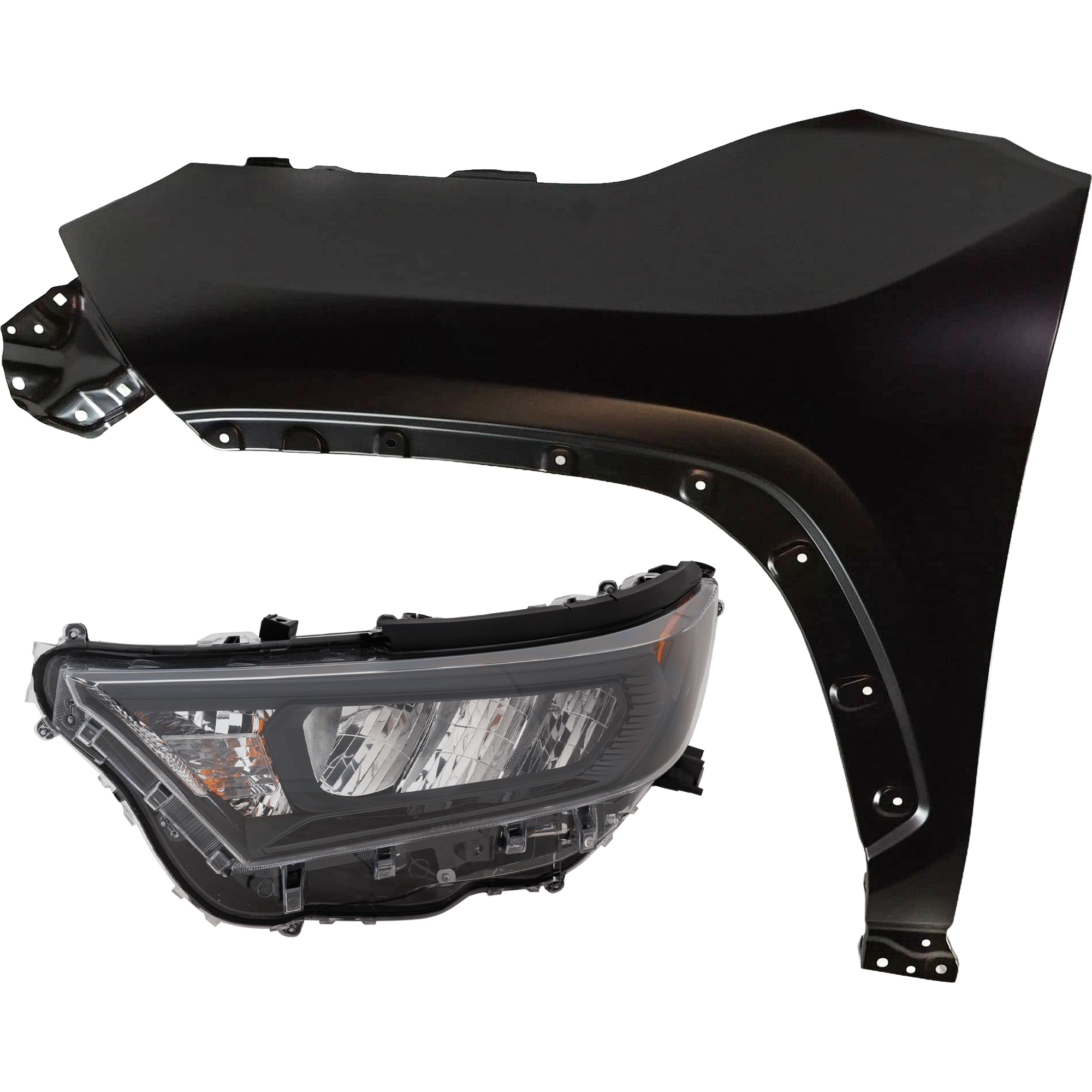 AM RAV4-22-22 HEAD LAMP LH 2 pc Kit includes Driver Side Fender CAPA SKU KIT 013026-75 Partslink TO1240273C TO2502312C OEM 538120R110-811500R430