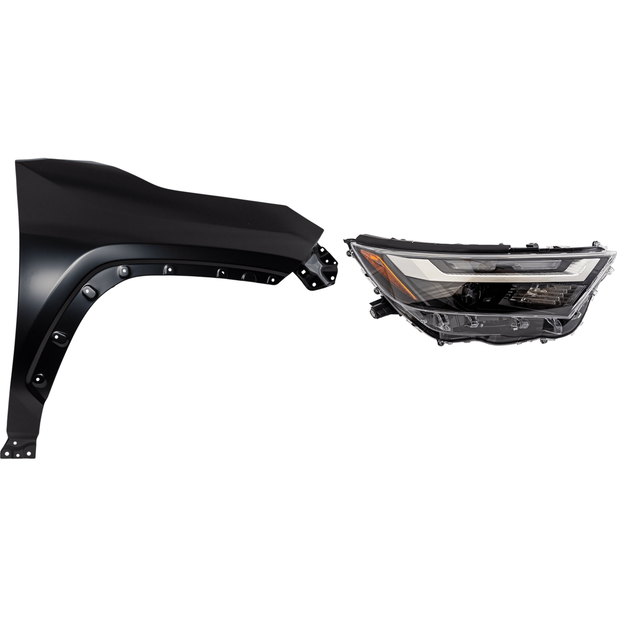 AM RAV4-22-25 HEAD LAMP RH 2 pc Kit includes Passenger Side Fender CAPA SKU KIT 013026-76 Partslink TO1241273C TO2503316C OEM 538110R130-811100R440