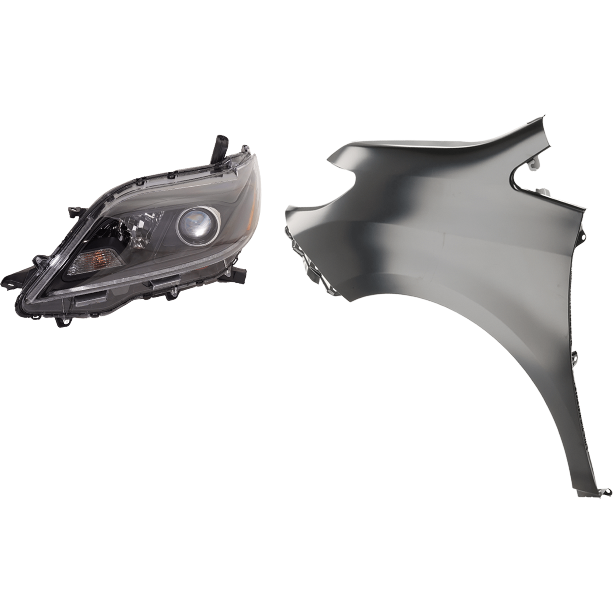 AM SIENNA 20-20 HEAD LAMP LH 2 pc Kit includes Driver Side Fender SKU KIT 013026-78 Partslink TO2502289 TO1240234 TO1240272 OEM 8115008190-5381208020-53812080