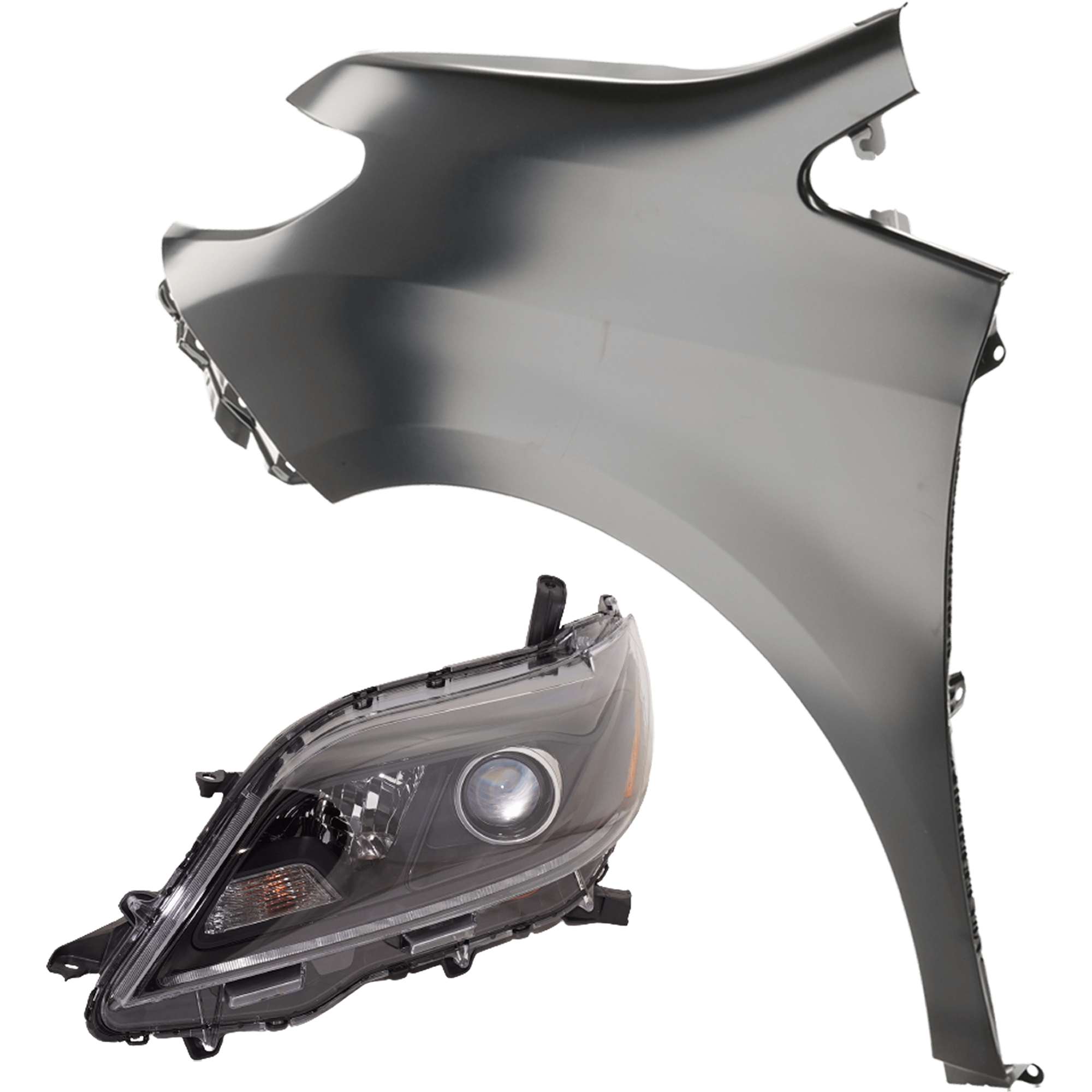 AM SIENNA 20-20 HEAD LAMP LH 2 pc Kit includes Driver Side Fender CAPA SKU KIT 013026-79 Partslink TO1240234C TO1240272C TO2502289C OEM 5381208020-5381208030-81150081