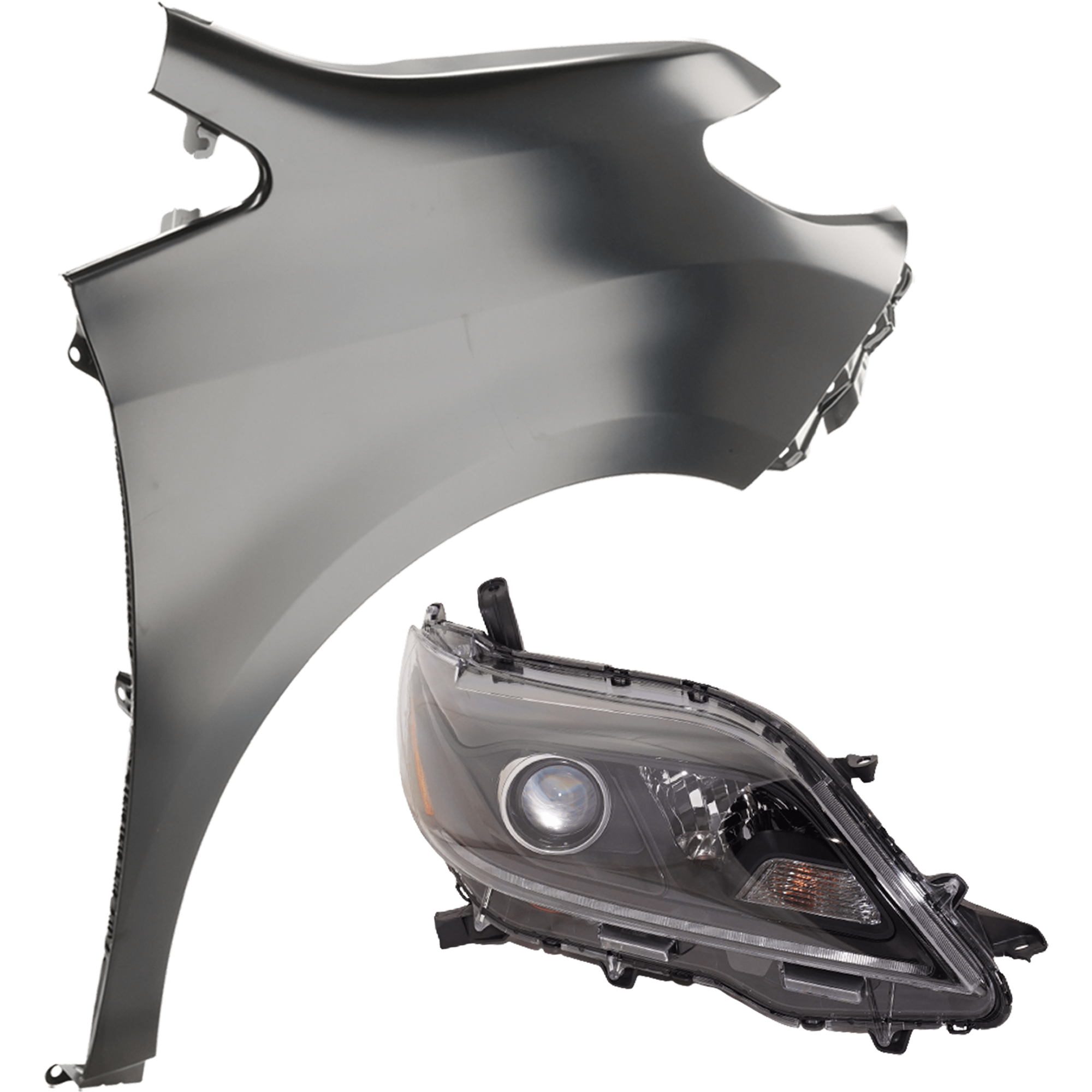 AM SIENNA 20-20 HEAD LAMP RH 2 pc Kit includes Passenger Side Fender CAPA SKU KIT 013026-81 Partslink TO1241234C TO1241272C TO2503289C OEM 5381108040-5381108060-81110081