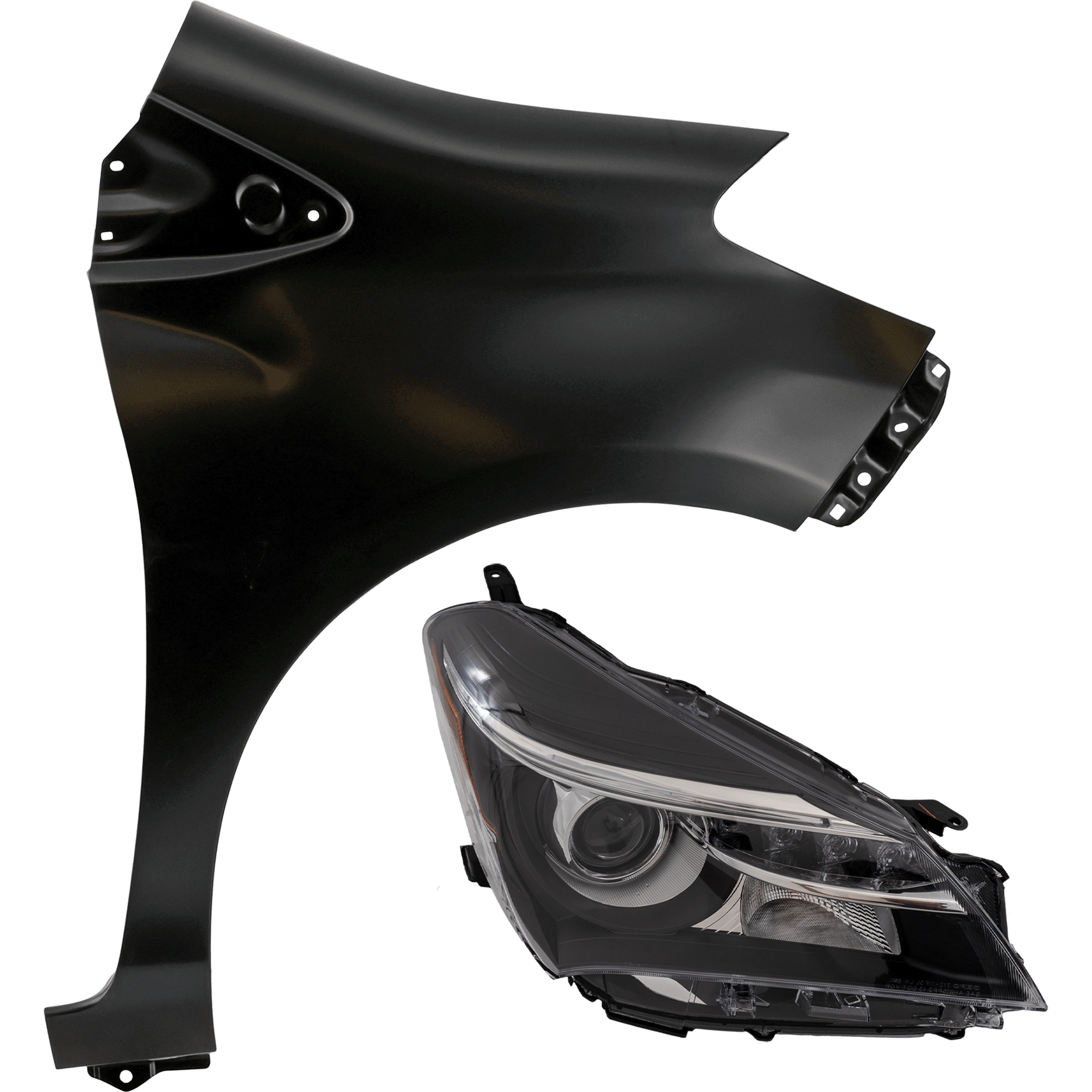 AM YARIS 15-17 HEAD LAMP RH 2 pc Kit includes Passenger Side Fender CAPA SKU KIT 013026-82 Partslink TO1241240C TO2519151C OEM 5380152200-811300DA80