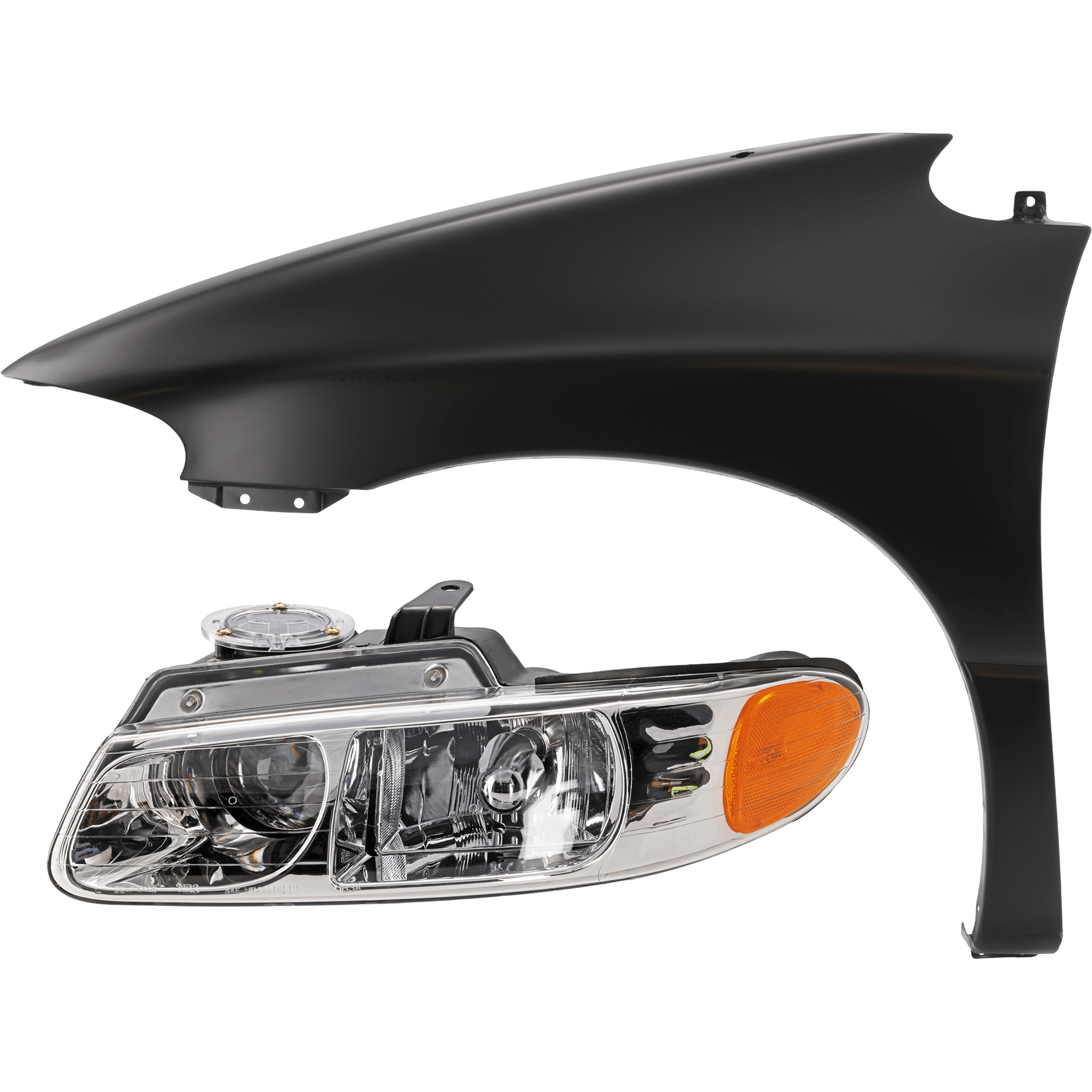 AM GRAND CARAVAN TOWN COUNTRY 00-00 HEAD LAMP LH 2 pc Kit includes Driver Side Fender SKU KIT 013026-89 Partslink CH2502133 CH1240205 OEM 4857151AD 4882291AA