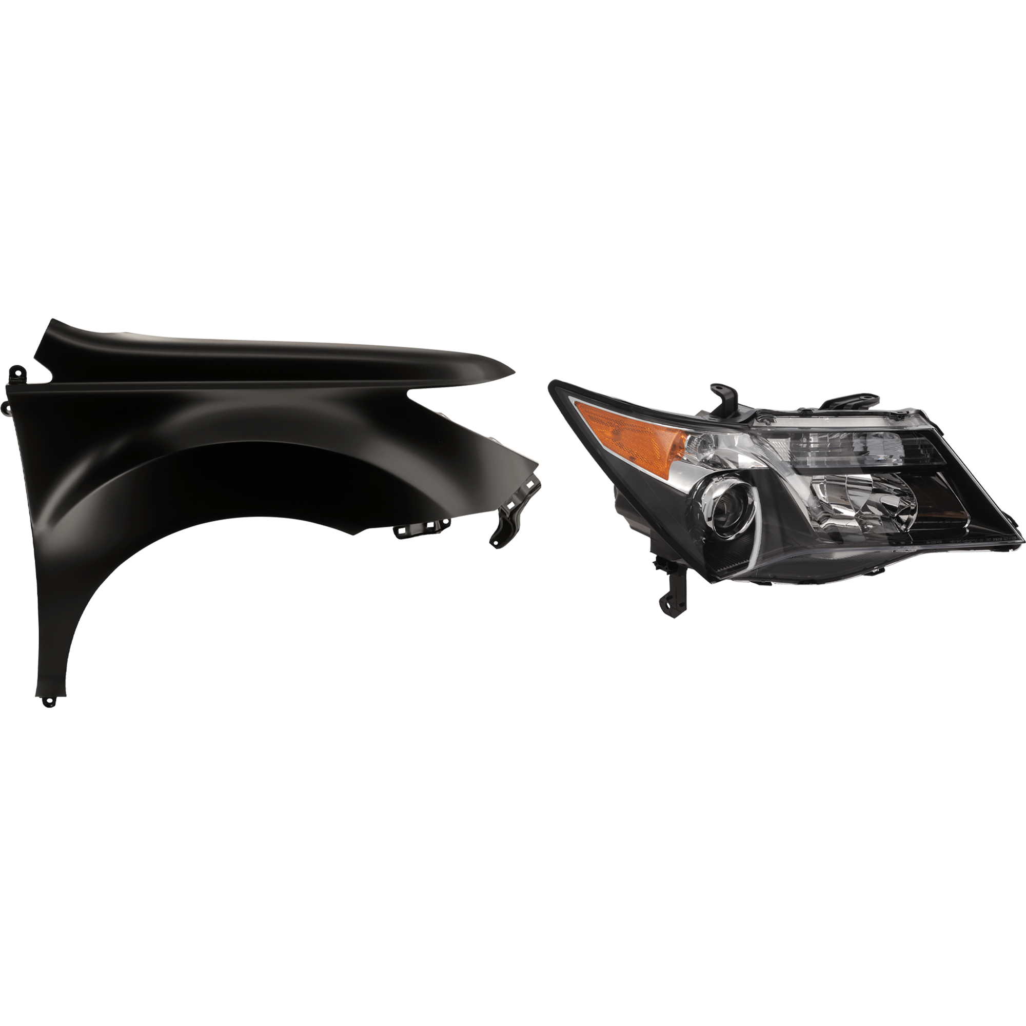 AM MDX 10-13 HEAD LAMP RH 2 pc Kit includes Passenger Side Fender SKU KIT 013026-90 Partslink AC1241119 AC2519117C OEM 33101STXA31-60210STXA90ZZ