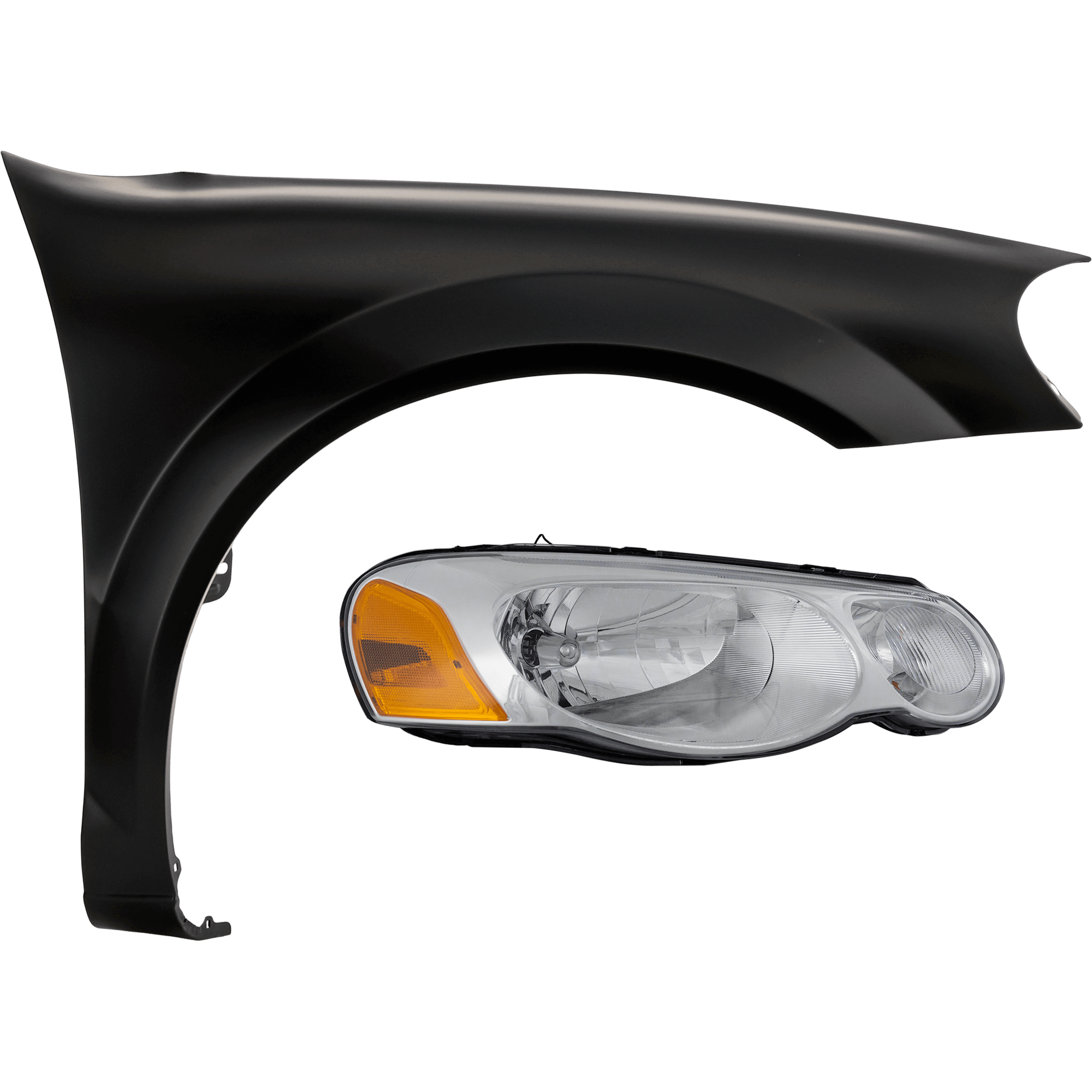 AM SEBRING 04-06 HEAD LAMP RH 2 pc Kit includes Passenger Side Fender SKU KIT 013026-96 Partslink CH1241229 CH2503150C OEM 4806036AF 5018848AB