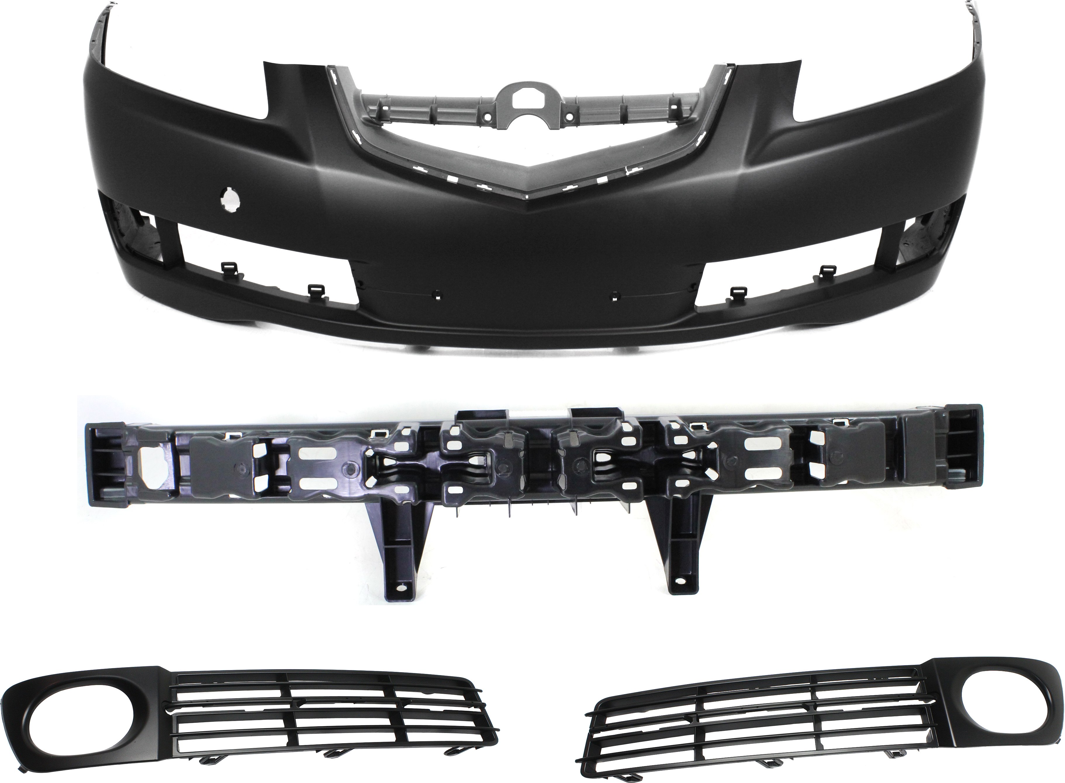 AM TL 07-08 FRONT BUMPER COVER 4 pc Kit with Bumper Absorber and Fog Light Trims SKU KIT 013117-02 Partslink AC1000160 AC1070120 AC1038104 AC1039104 OEM 04711SEPA80ZZ 71170SEPA02-7110