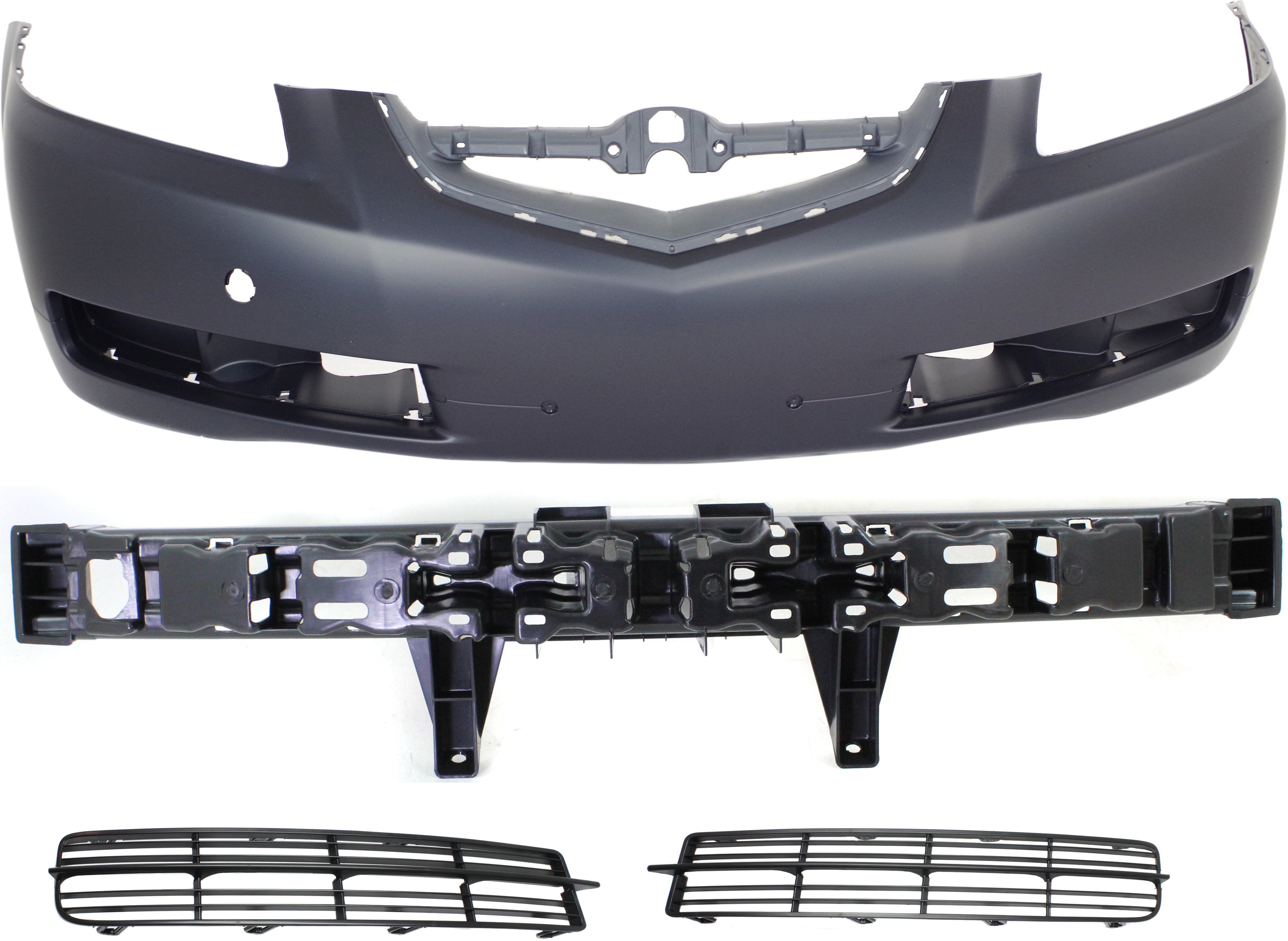 AM TL 04-06 FRONT BUMPER COVER 4 pc Kit with Bumper Absorber and Fog Light Covers SKU KIT 013117-04 Partslink AC1000149 AC1070120 AC1038103 AC1039103 OEM 04711SEPA90ZZ 71170SEPA02-7110