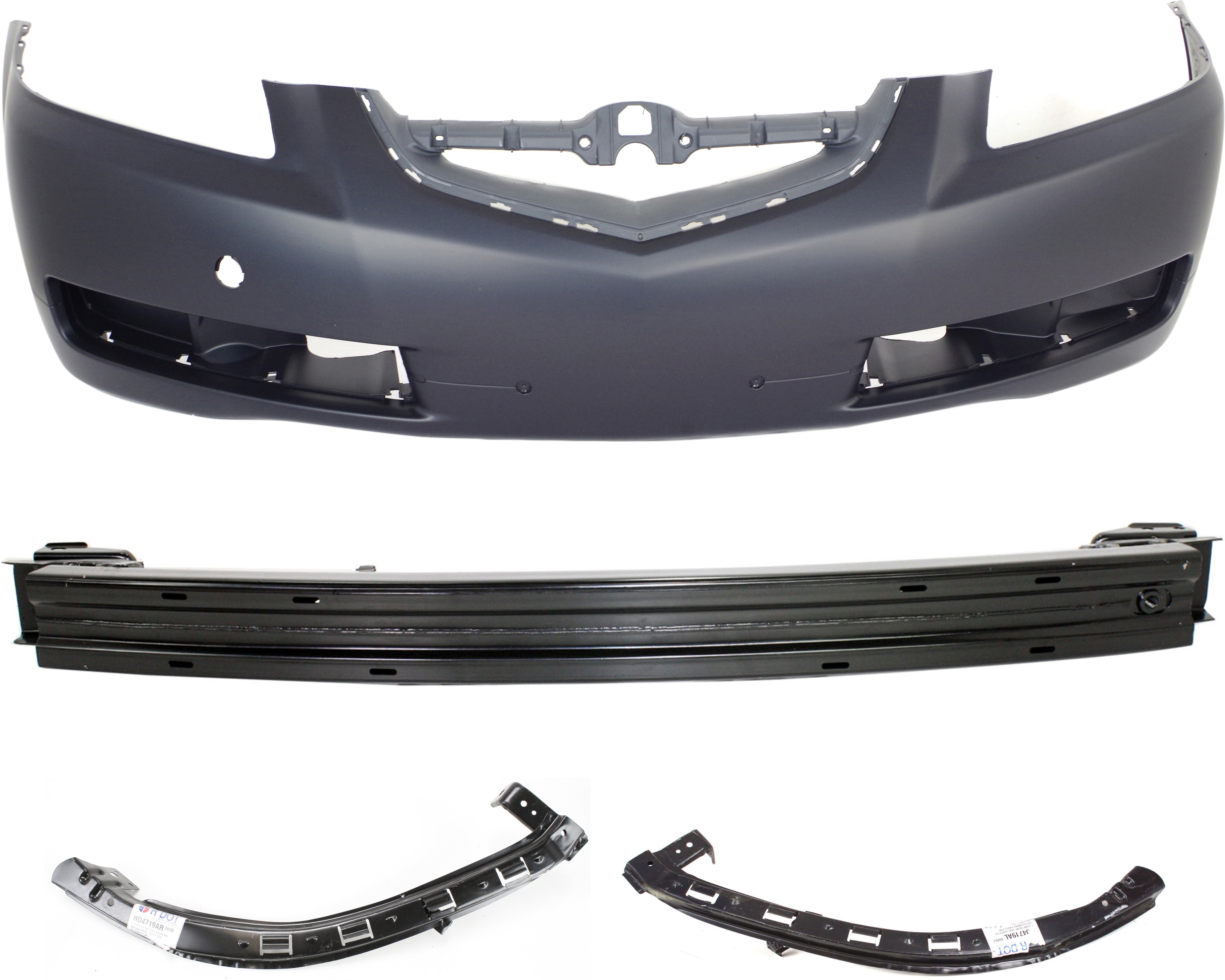 AM TL 04-06 FRONT BUMPER COVER 4 pc Kit with Bumper Reinforcement and Bumper Retainers SKU KIT 013117-09 Partslink AC1000149 AC1006140 AC1006142 AC1026101 AC1027101 OEM 04711SEPA90ZZ 71130SEPA11ZZ 71