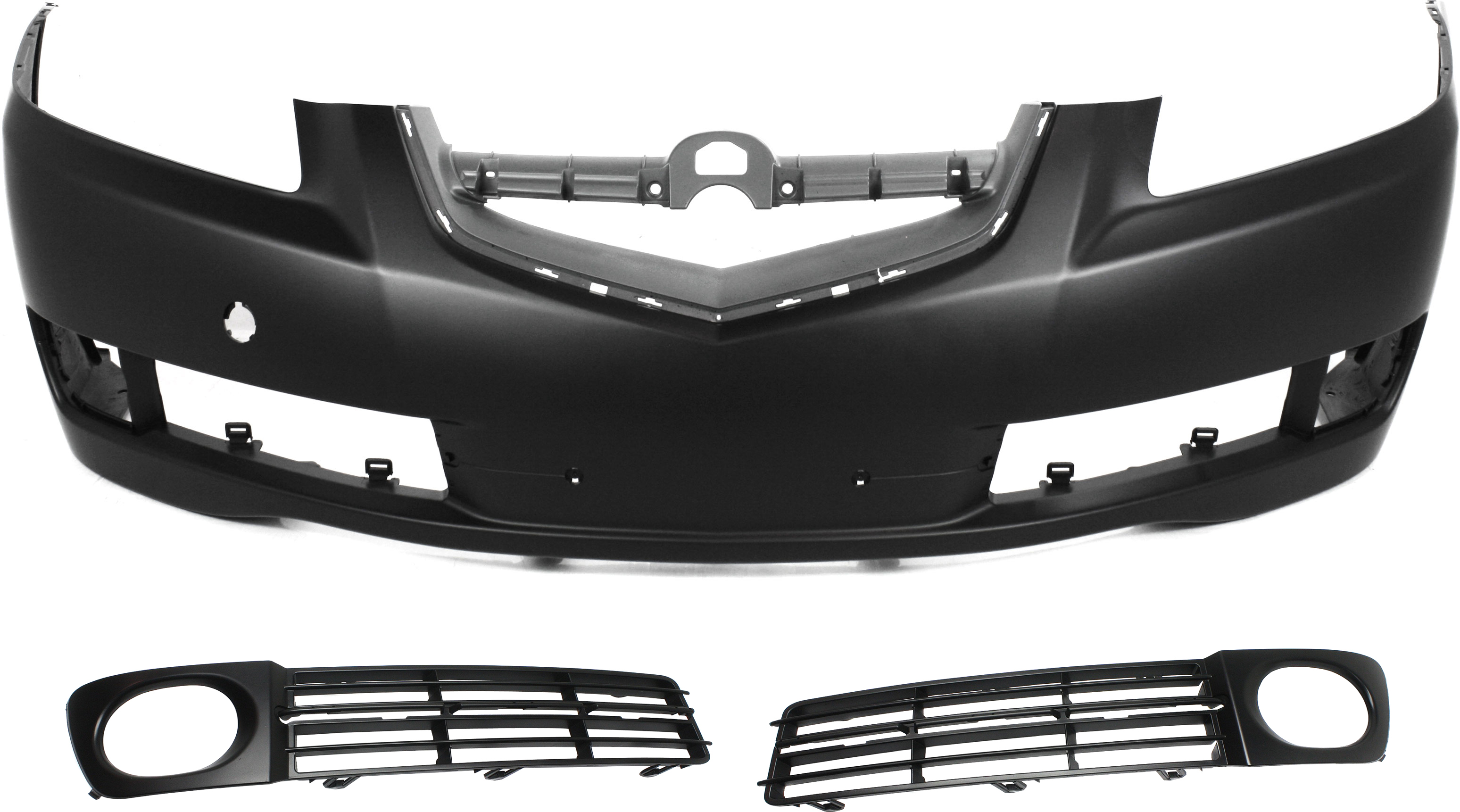 AM TL 07-08 FRONT BUMPER COVER 3 pc Kit with Fog Light Trims SKU KIT 013117-40 Partslink AC1000160 AC1038104 AC1039104 OEM 04711SEPA80ZZ 71107SEPA10ZA 71
