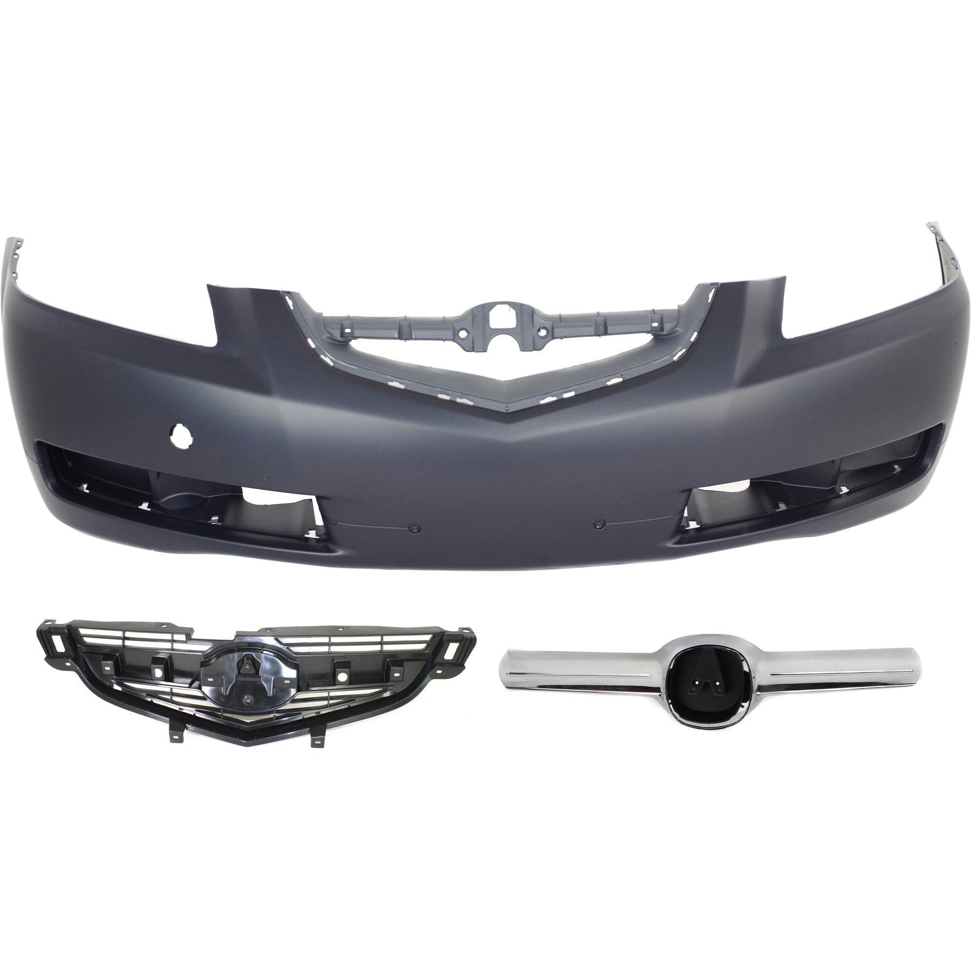 AM TL 04-06 FRONT BUMPER COVER 3 pc Kit with Grille and Grille Trim SKU KIT 013117-41 Partslink AC1000149 AC1200109 AC1203100 OEM 04711SEPA90ZZ 71120SEPA00-7570
