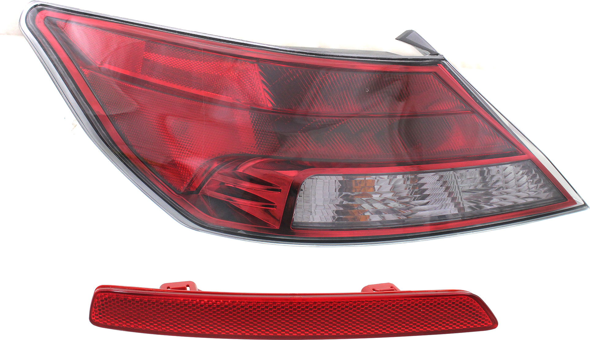 AM TL 12-14 TAIL LAMP LH 2 pc Kit with Bumper Reflector SKU KIT 013117-77 Partslink AC2800116 AC2830101 OEM 33550TK4A11-33555TK4A11