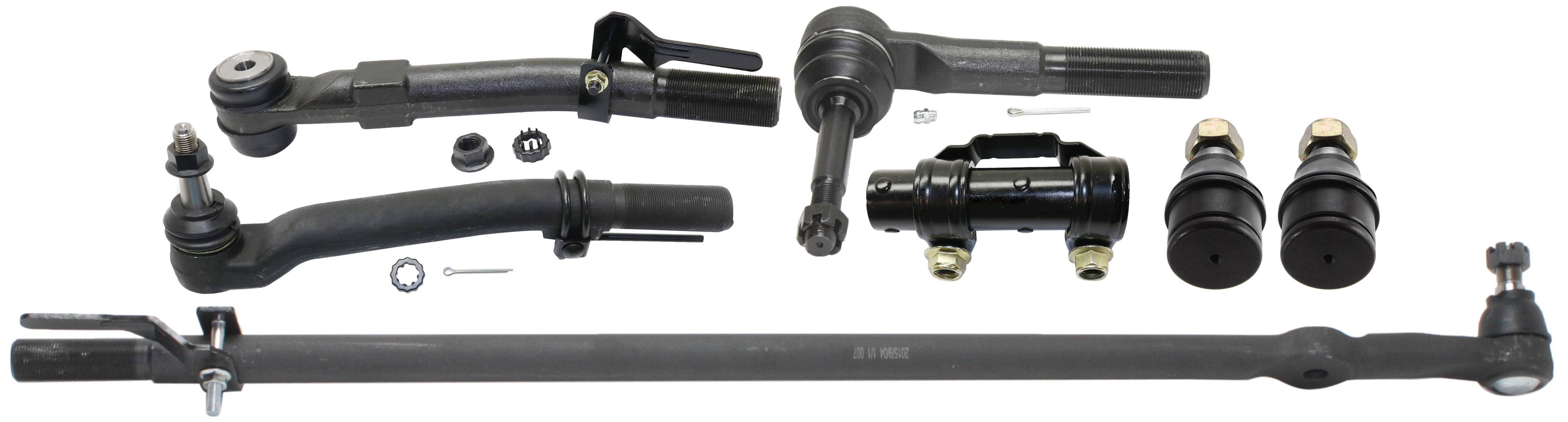 AM F 250 F 350 SUPER DUTY 05-10 FRONT SUSPENSION KIT RH AND LH 7 pc kit with Ball Joints Drag Link Tie Rod Adjusting Sleeve and Tie Rod Ends SKU KIT 013118-06 OEM 104149-287003-287006-260124