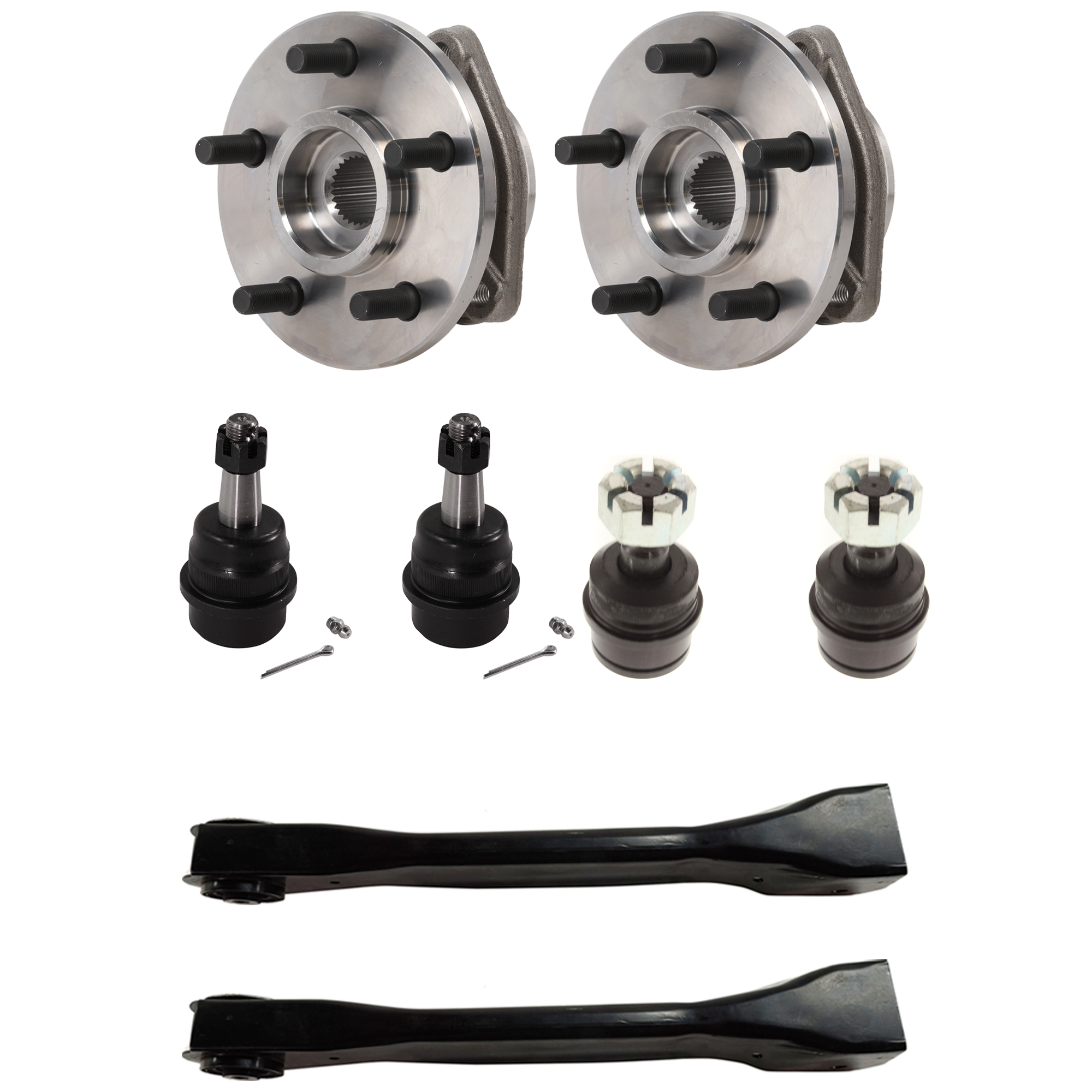 AM CHEROKEE 90-99 WRANGLER TJ 97-99 CONTROL ARM KIT Set of 8 Front RH and LH with Ball Joint and Wheel Hub SKU KIT 013118-11 OEM 10459-46D2117A 83500202AB B316