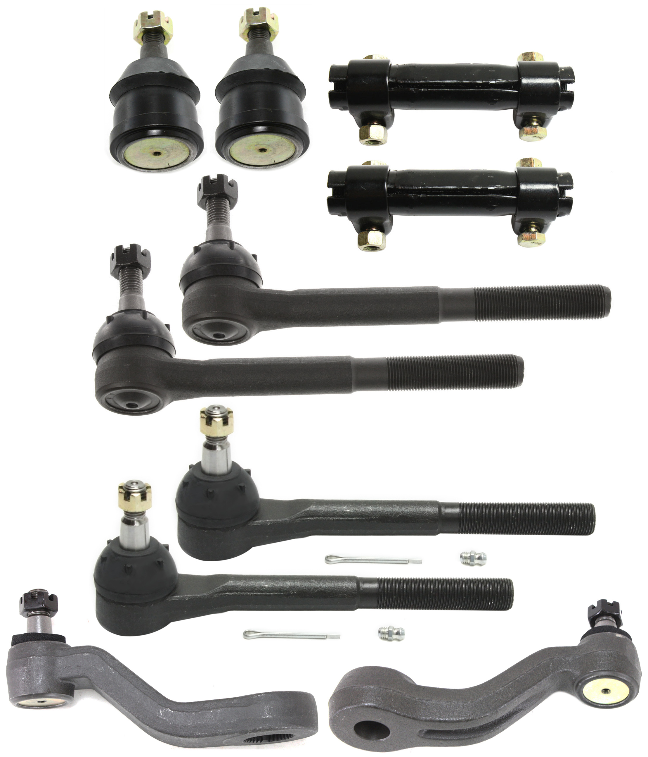 AM C K FULLSIZE P U 93-00 FRONT SUSPENSION KIT 10 pc Kit w Ball Joints Idler Arm Pitman Arm Tie Rod Adjusting Sleeves and Tie Rod Ends SKU KIT 013118-12 OEM 104101-2601312-5051134-1561642