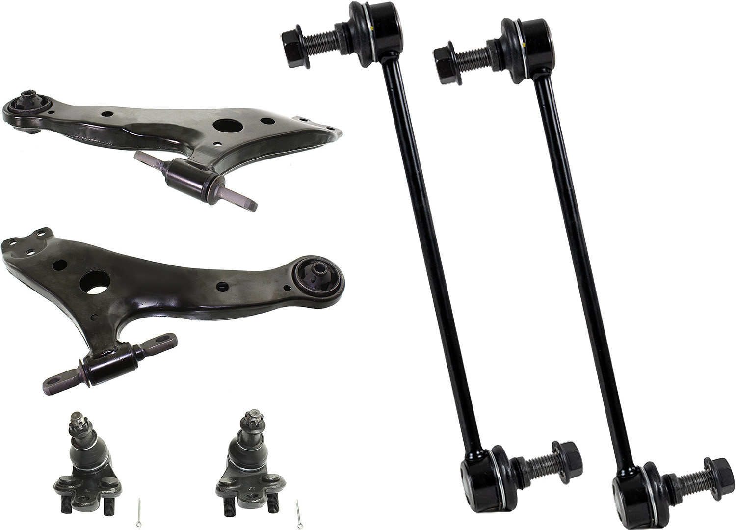 AM CAMRY 02-06 FRONT CONTROL ARM KIT RH AND LH w ball joint s 6 pc Kit with Ball Joint and Sway Bar Link SKU KIT 013118-15 OEM 104307-1014883-2601570-5051