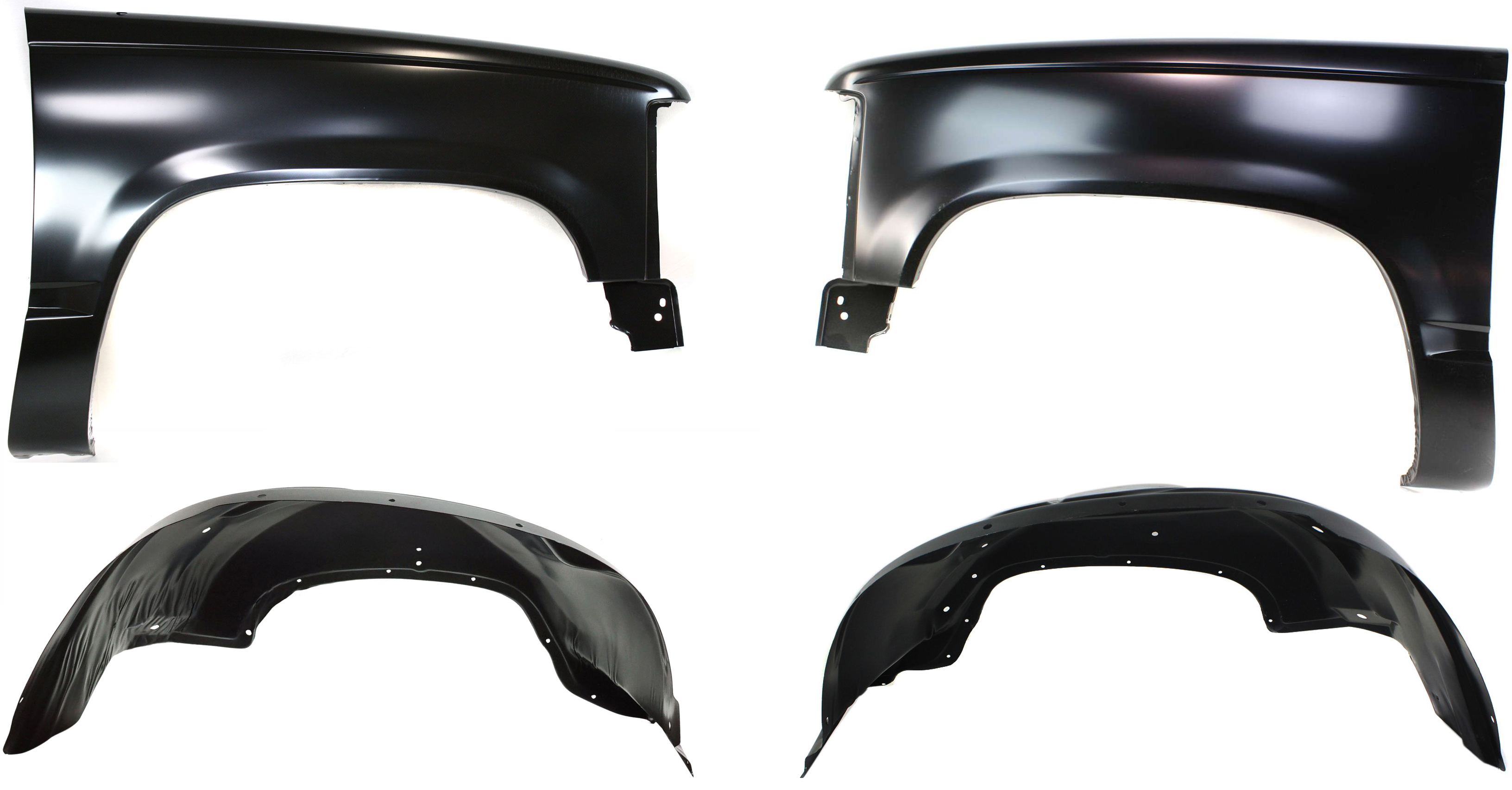 AM C K FULL SIZE P U 88-00 FRONT FENDER RH AND LH 4 pc kit with Wheelhouses SKU KIT 013119-13 Partslink GM1241133 GM1240132 GM1246104 GM1247104 OEM 15998378-15029229-15977657-159