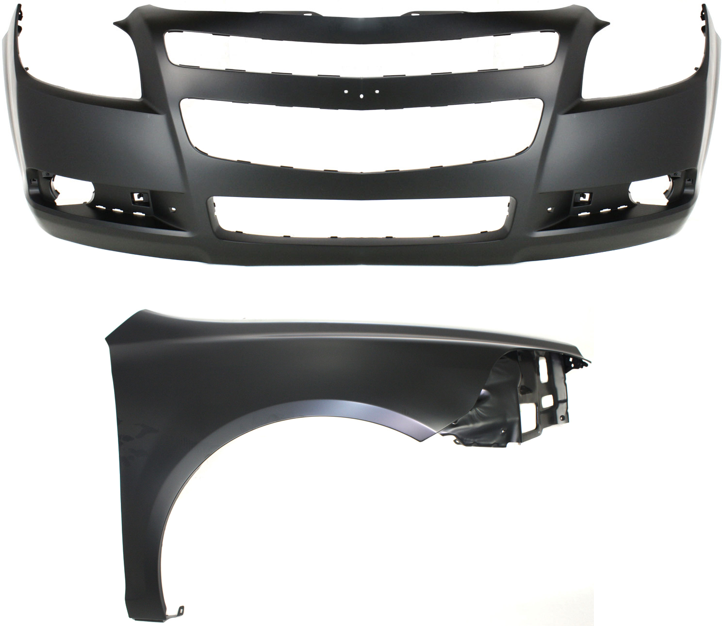 AM MALIBU 08-12 FRONT BUMPER COVER Primed 2 pc Kit with Fender RH SKU KIT 013119-15 Partslink GM1000858 GM1241356 GM1241351 OEM 20832808-25949346-15825372