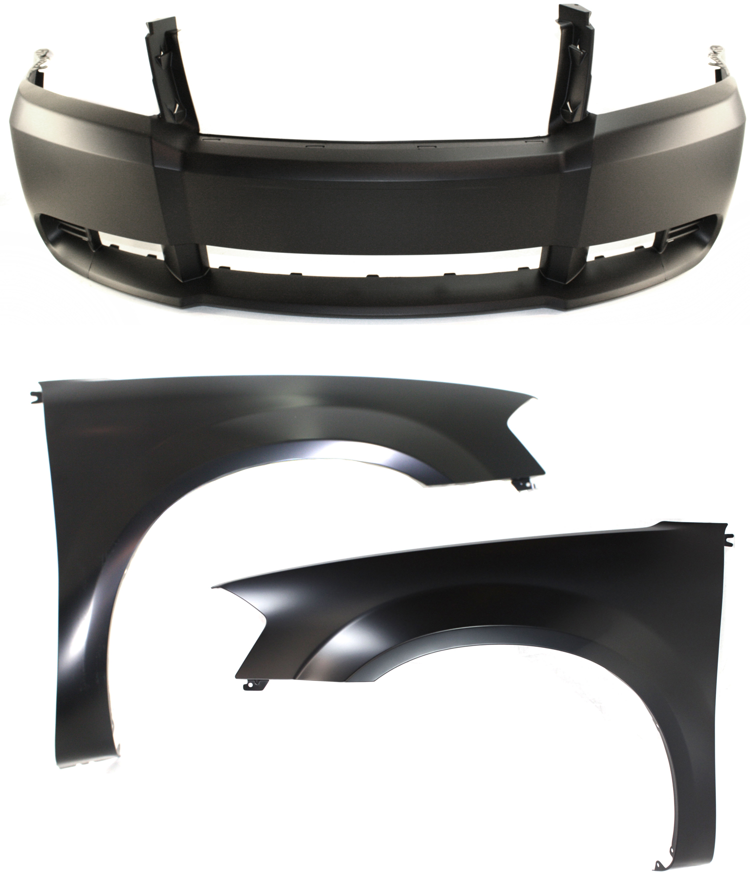 AM AVENGER 08-10 FRONT BUMPER COVER Primed 3 pc Kit with Fenders SKU KIT 013119-18 Partslink CH1000919 CH1240258 CH1241259 OEM 68004703AA 5008903AG 5008902AG