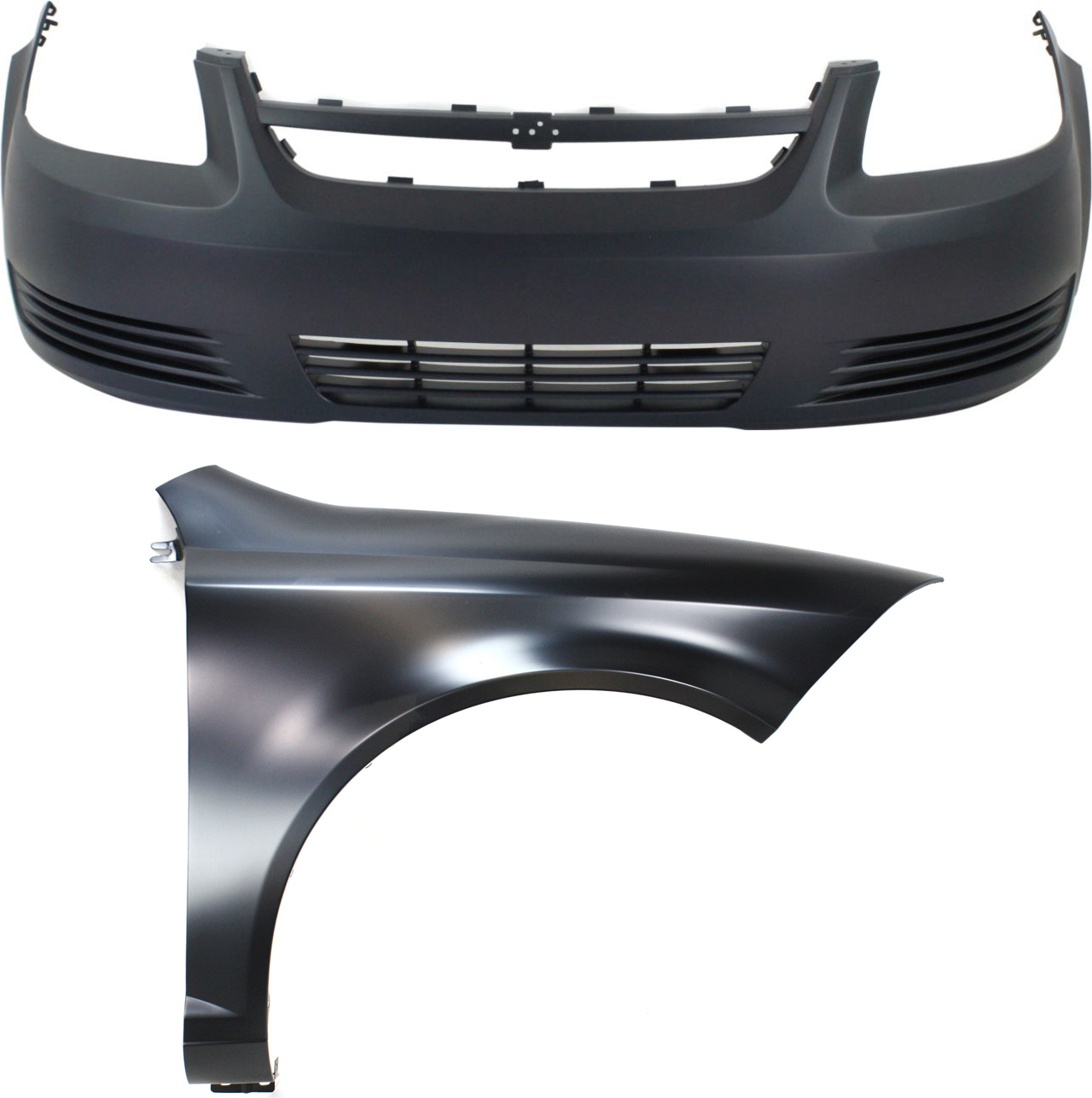 AM COBALT 05-10 FRONT BUMPER COVER Primed 2 pc Kit with Fender RH SKU KIT 013119-22 Partslink GM1000733 GM1241324 OEM 19120183-15793420