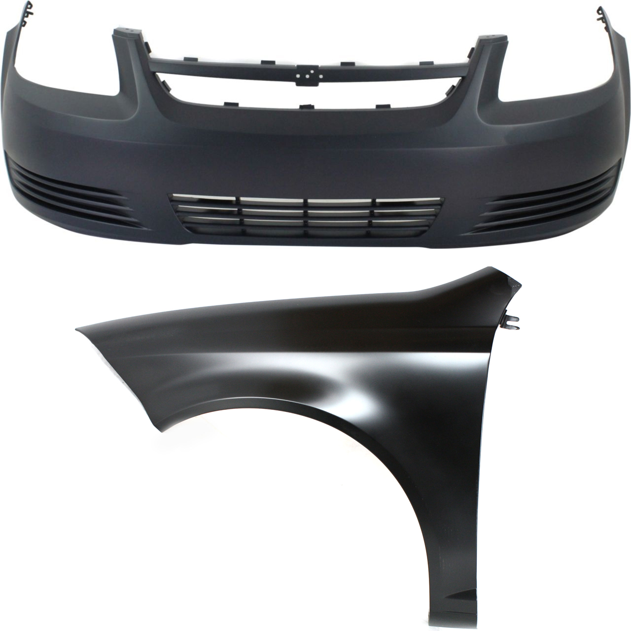 AM COBALT 05-10 FRONT BUMPER COVER Primed 2 pc Kit with Fender LH SKU KIT 013119-23 Partslink GM1000733 GM1240324 OEM 19120183-15793419