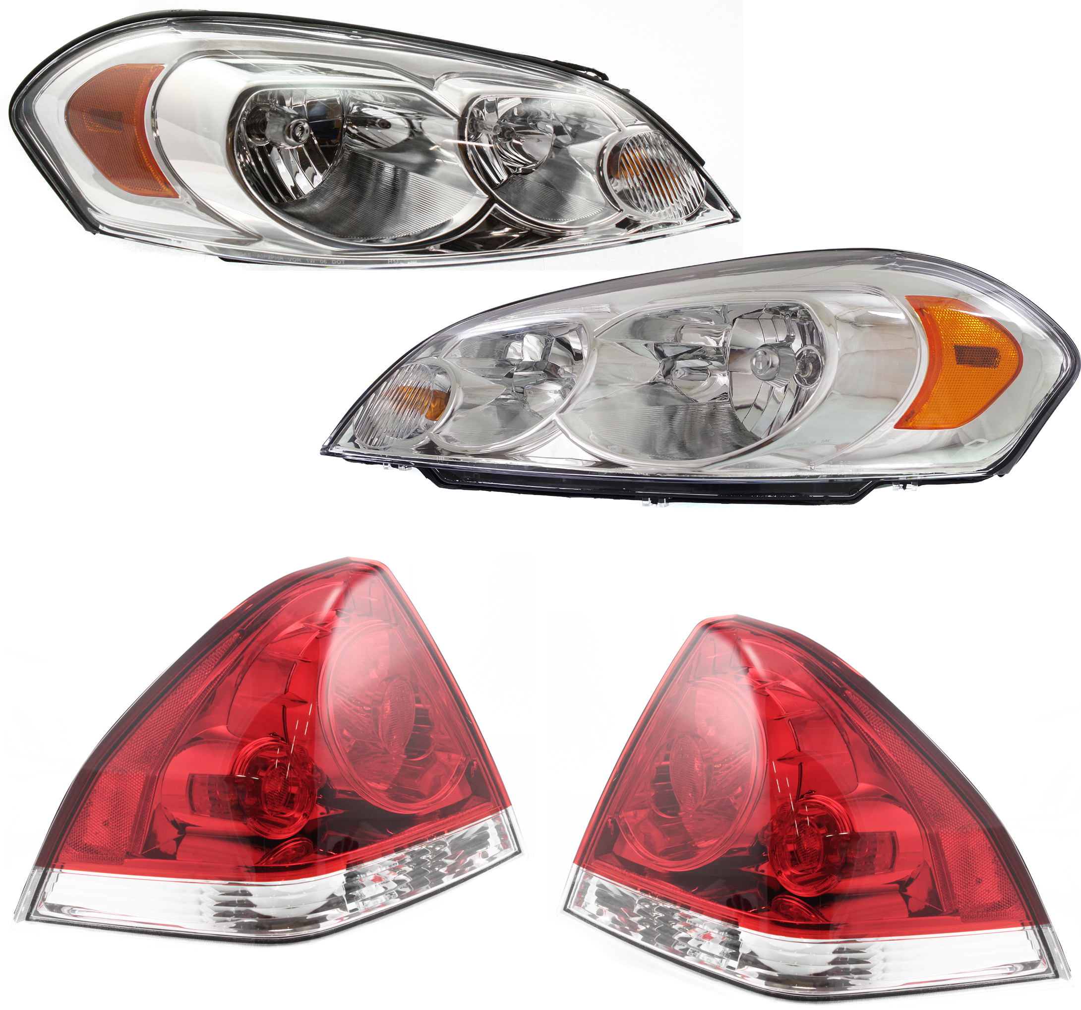 AM IMPALA 06-13 IMPALA LIMITED 14-16 TAIL LAMP RH AND LH Assembly 4 pc Kit with Headlight SKU KIT 013119-25 Partslink GM2801193 GM2800193 GM2503261 GM2502261 OEM 25971598-25971597-25958360-259