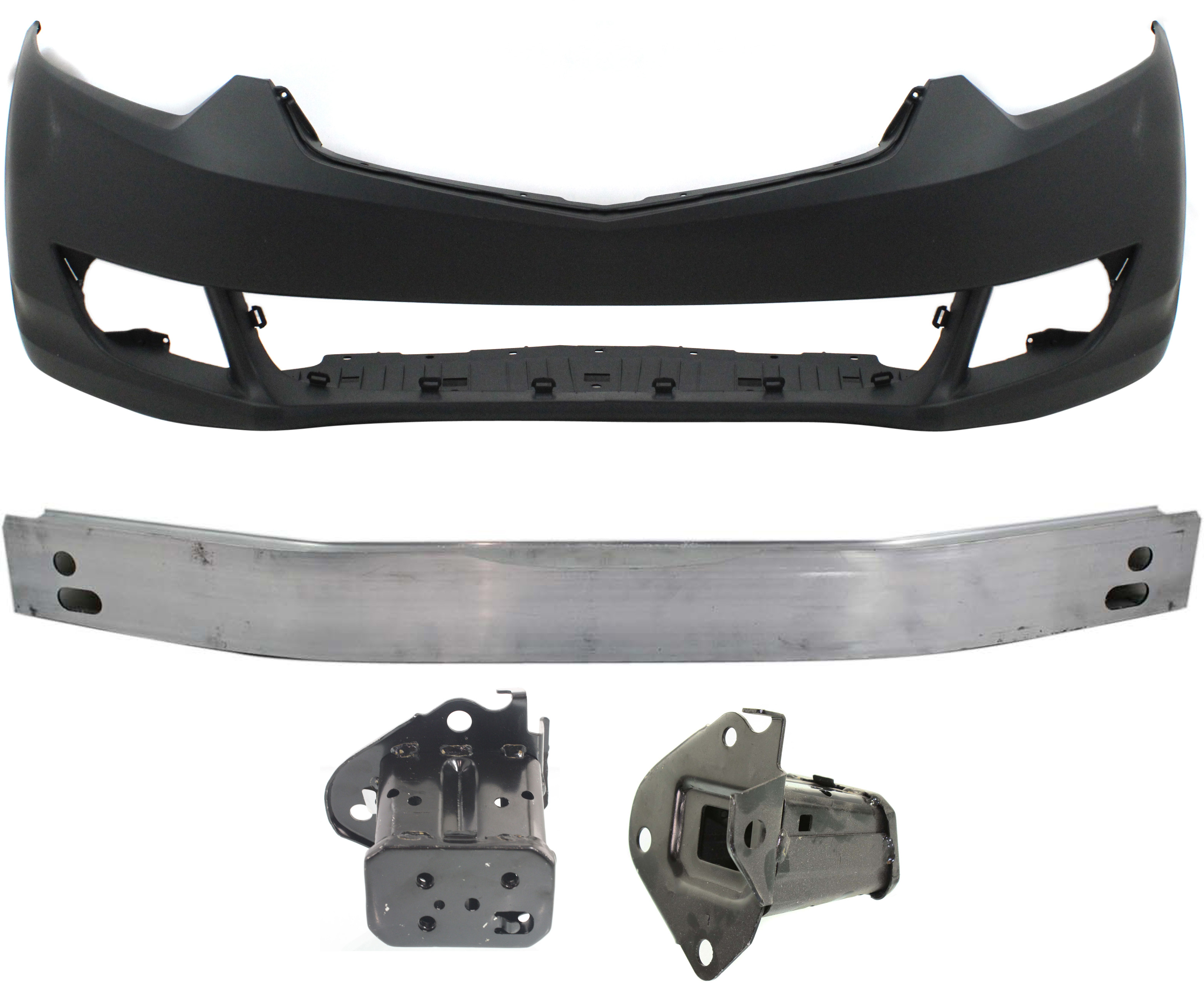 AM TSX 09-10 FRONT BUMPER COVER 4 pc Kit Primed with Bumper Reinforcement and Bumper Brackets SKU KIT 020117-08 Partslink AC1000162 AC1006146 AC1006145 AC1006143 OEM 04711TL2A90ZZ 71160TL2A00ZZ 71