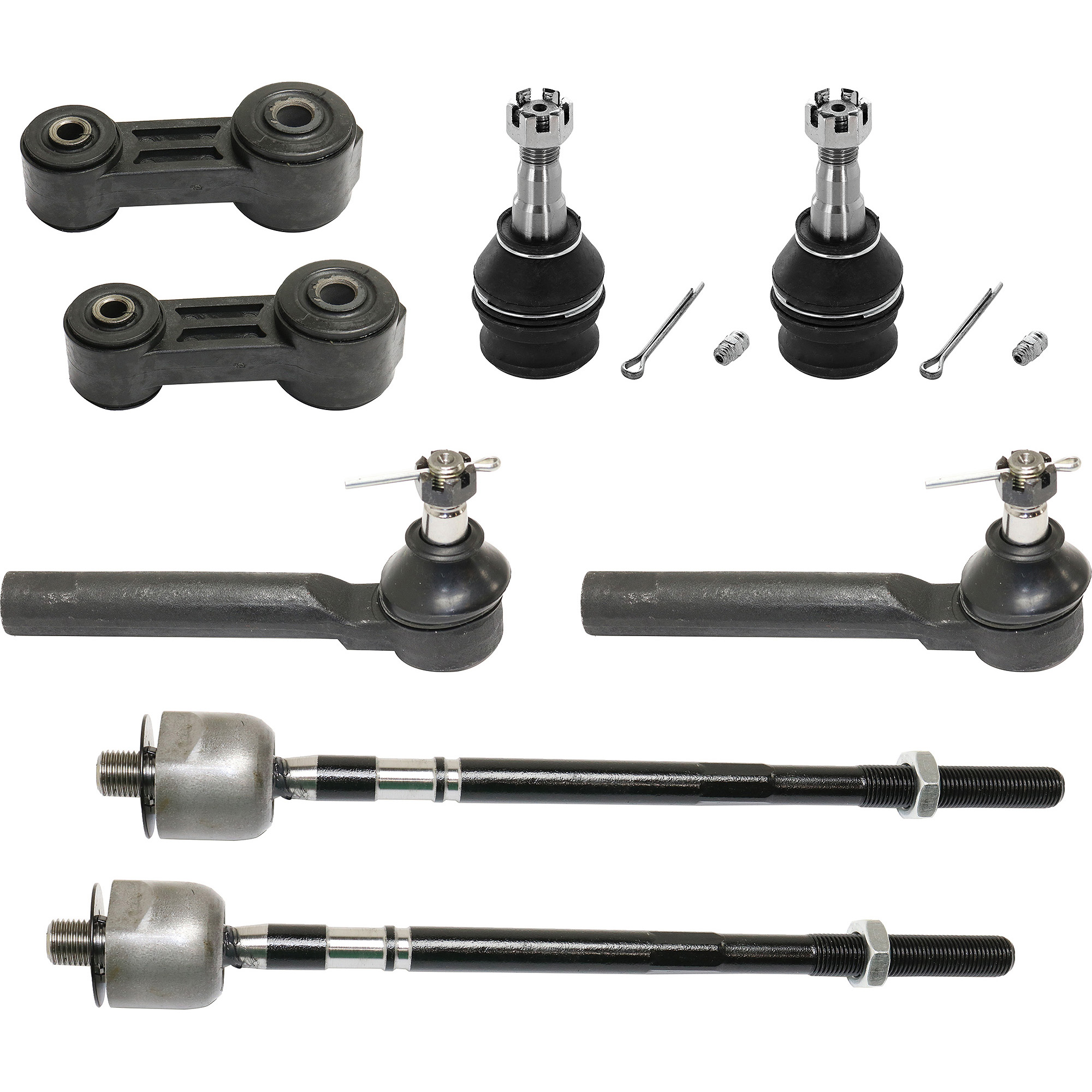 AM BAJA 03-06 LEGACY 98-04 OUTBACK 00-04 FRONT SUSPENSION KIT RH AND LH 8 pc Kit with Ball Joints Sway Bar Links and Tie Rod Ends SKU KIT 020118-03 OEM 104141-255001-1014105-2601402