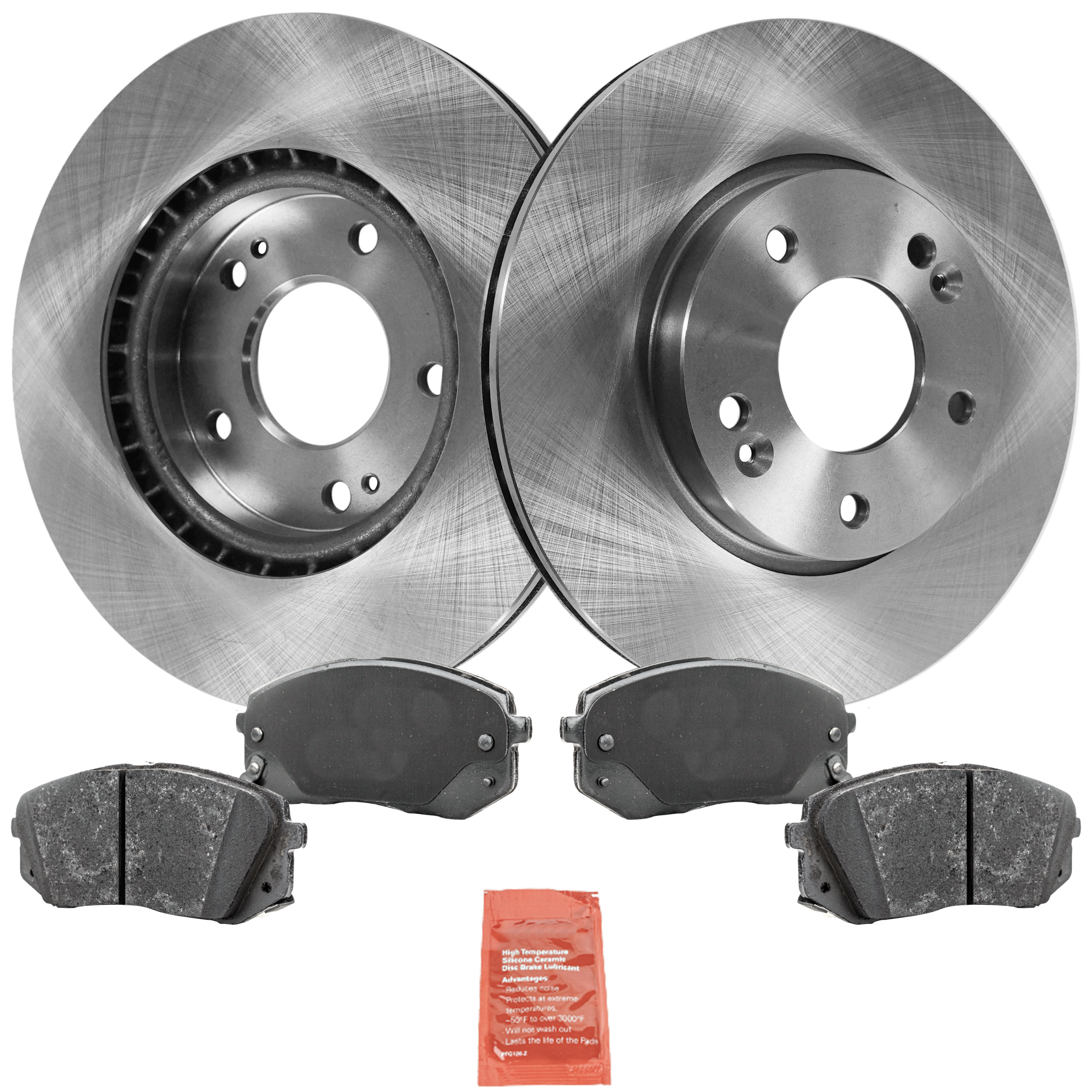 AM KONA 21-21 SOUL 17-18 FRONT BRAKE DISC AND PAD KIT 4 pc kit SKU KIT 020223-01 OEM 31584-44745-0833519-0833528-85