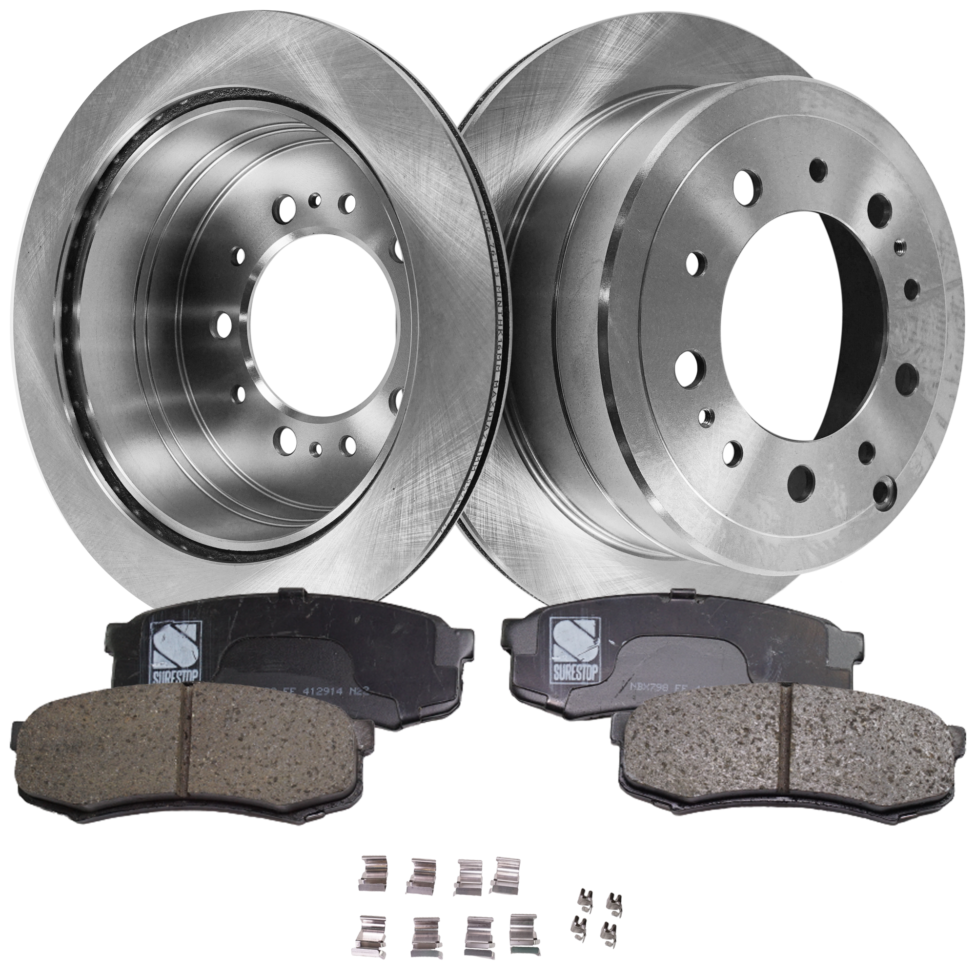 AM LAND CRUISER 98-99 REAR BRAKE DISC AND PAD KIT 4 pc Kit SKU KIT 020223-09 OEM 4243160221-4243160281-04466600